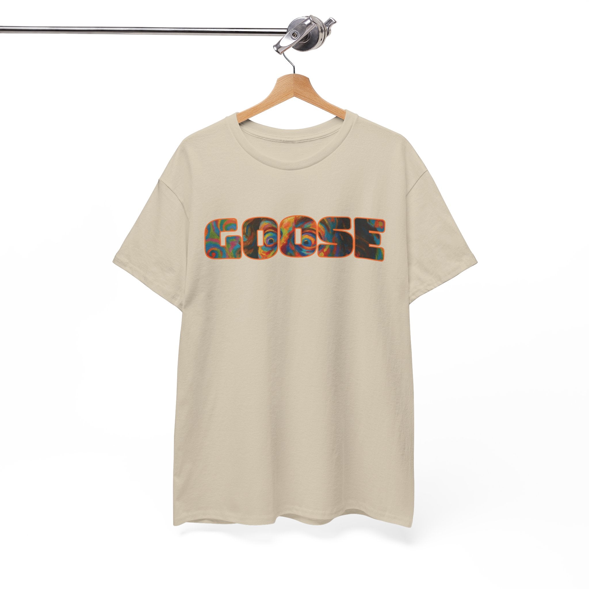 Goose Graphic Tee — Retro Camo Lettering Shirt