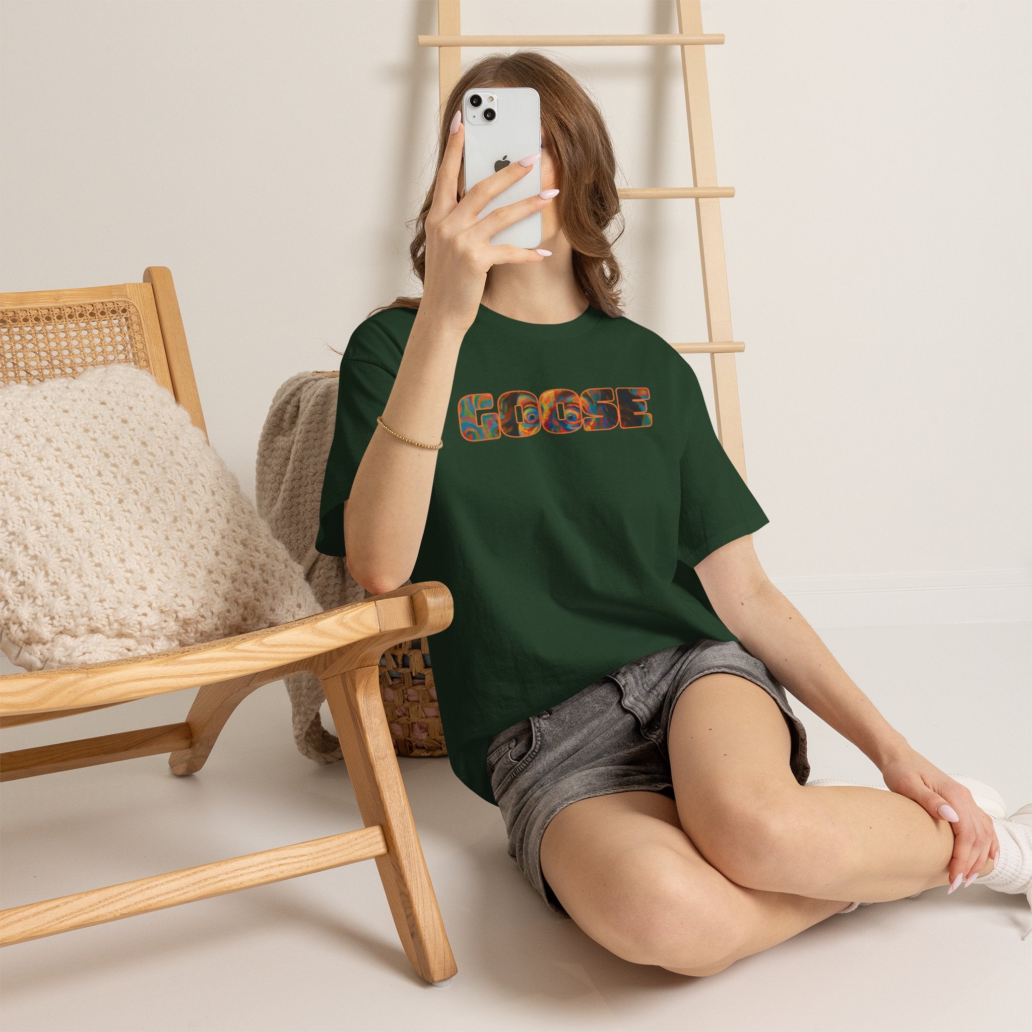 Goose Graphic Tee — Retro Camo Lettering Shirt