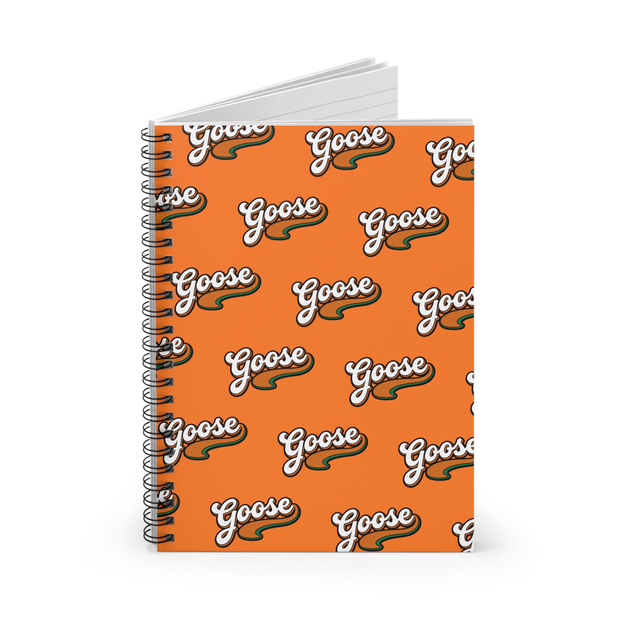 Goose Pattern Spiral Notebook — Orange Ruled Journal for School & Notes