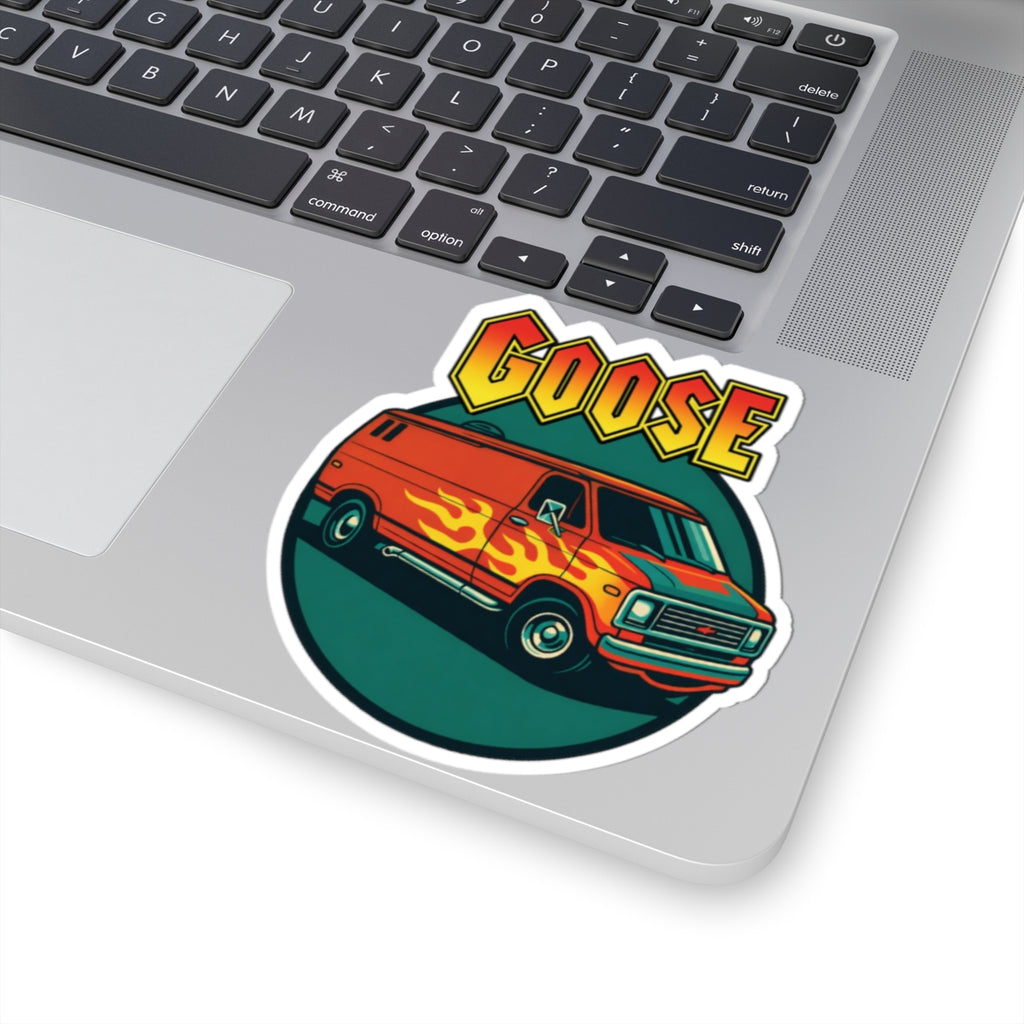 Goose Flame Van Sticker — Retro Kiss-Cut Vinyl Decal