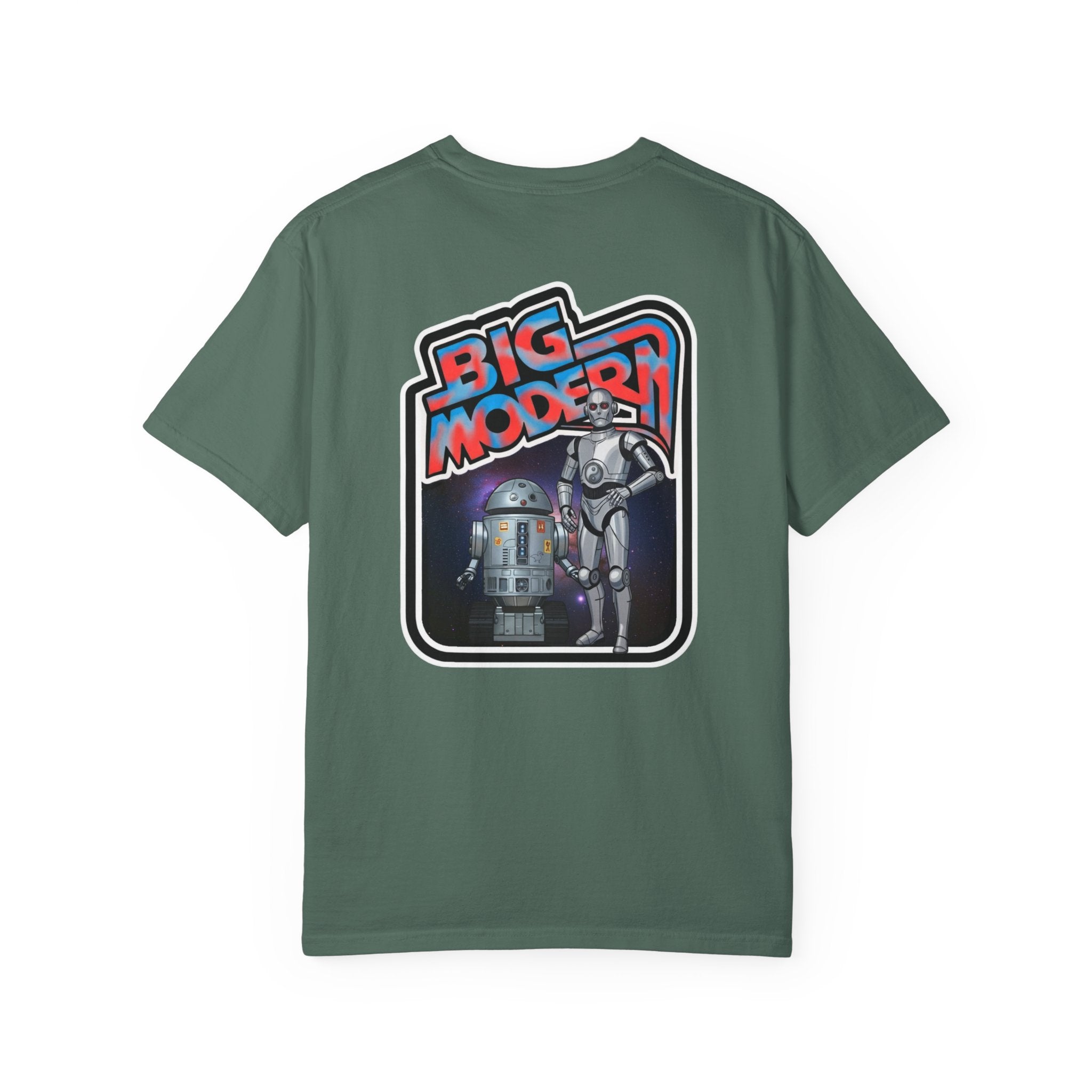 Big Modern Robot Graphic T-Shirt — "GOOSE" Chest Text, Retro Sci‑Fi Back Print
