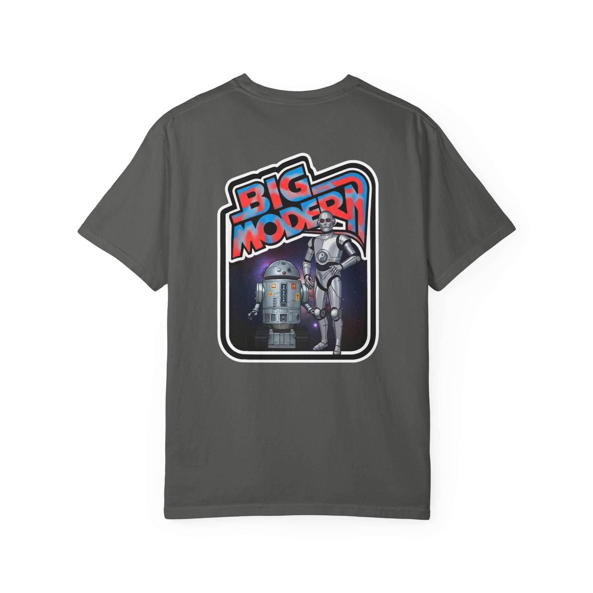 Big Modern Robot Graphic T-Shirt — "GOOSE" Chest Text, Retro Sci‑Fi Back Print