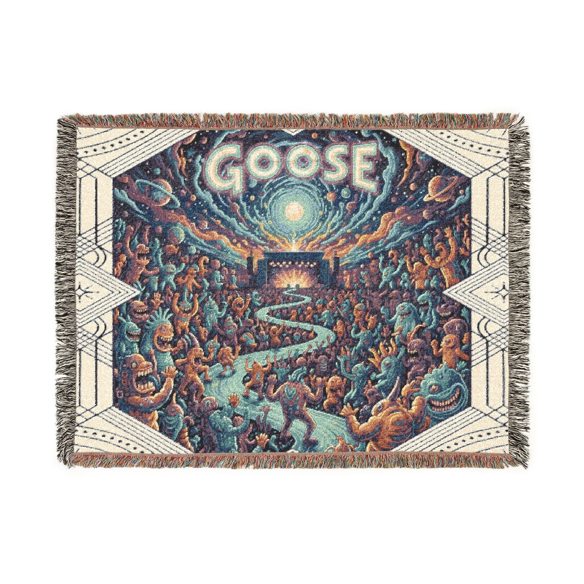 Woven Blanket — 'Goose' Scenic Pixel Art Throw Blanket, Cozy Band-Inspired Home Decor