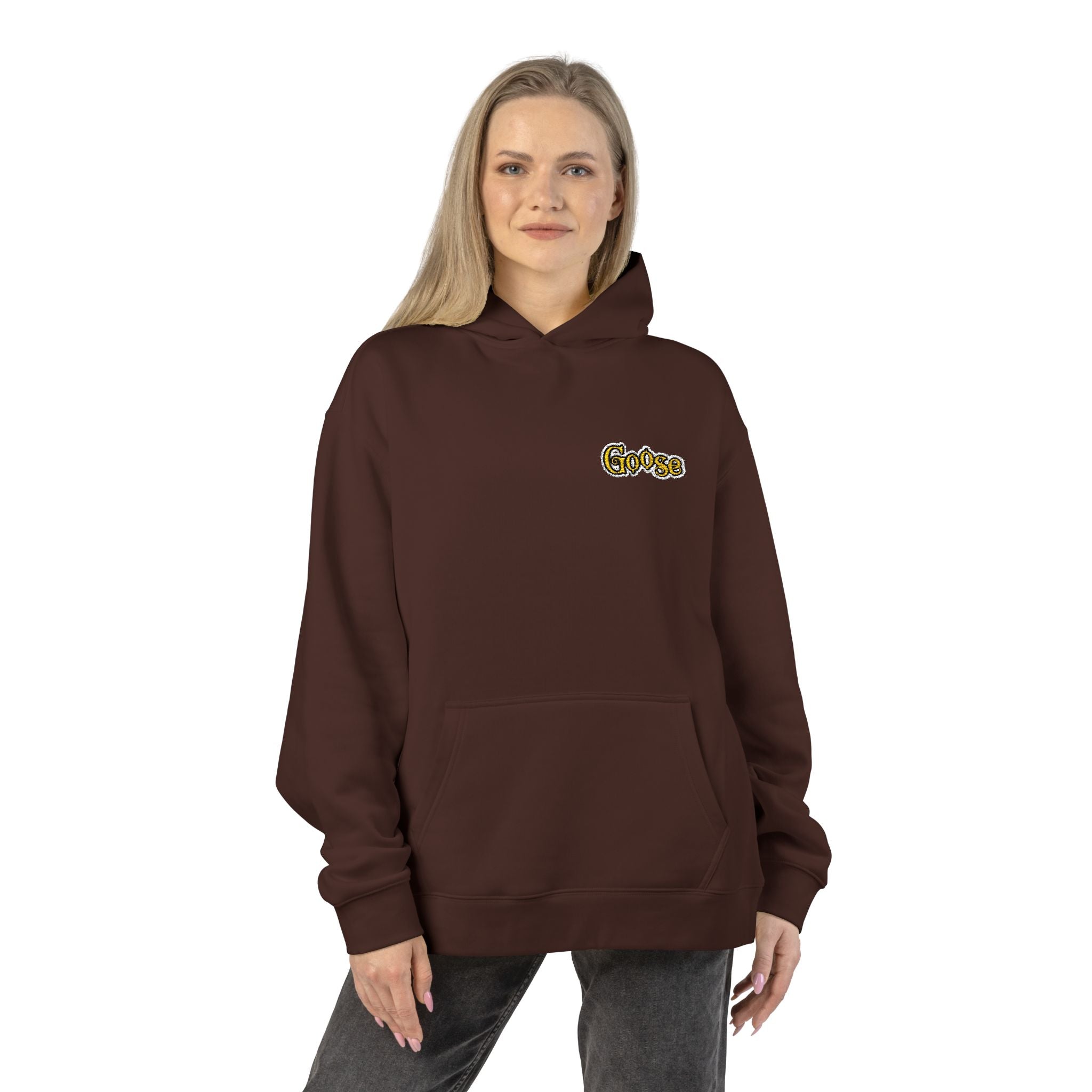 Goose Print Script Logo Hoodie | Logo Print Chest Design