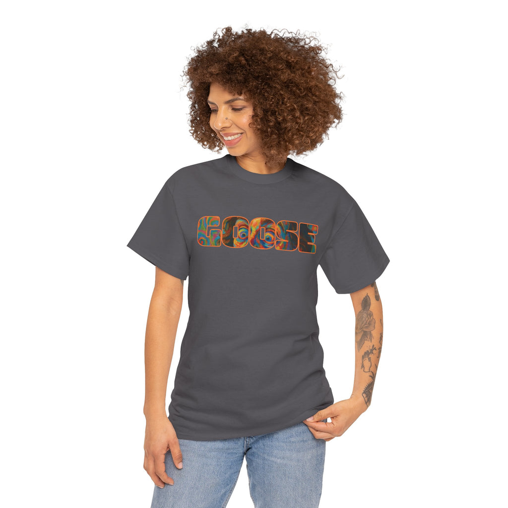 Goose Graphic Tee — Retro Camo Lettering Shirt