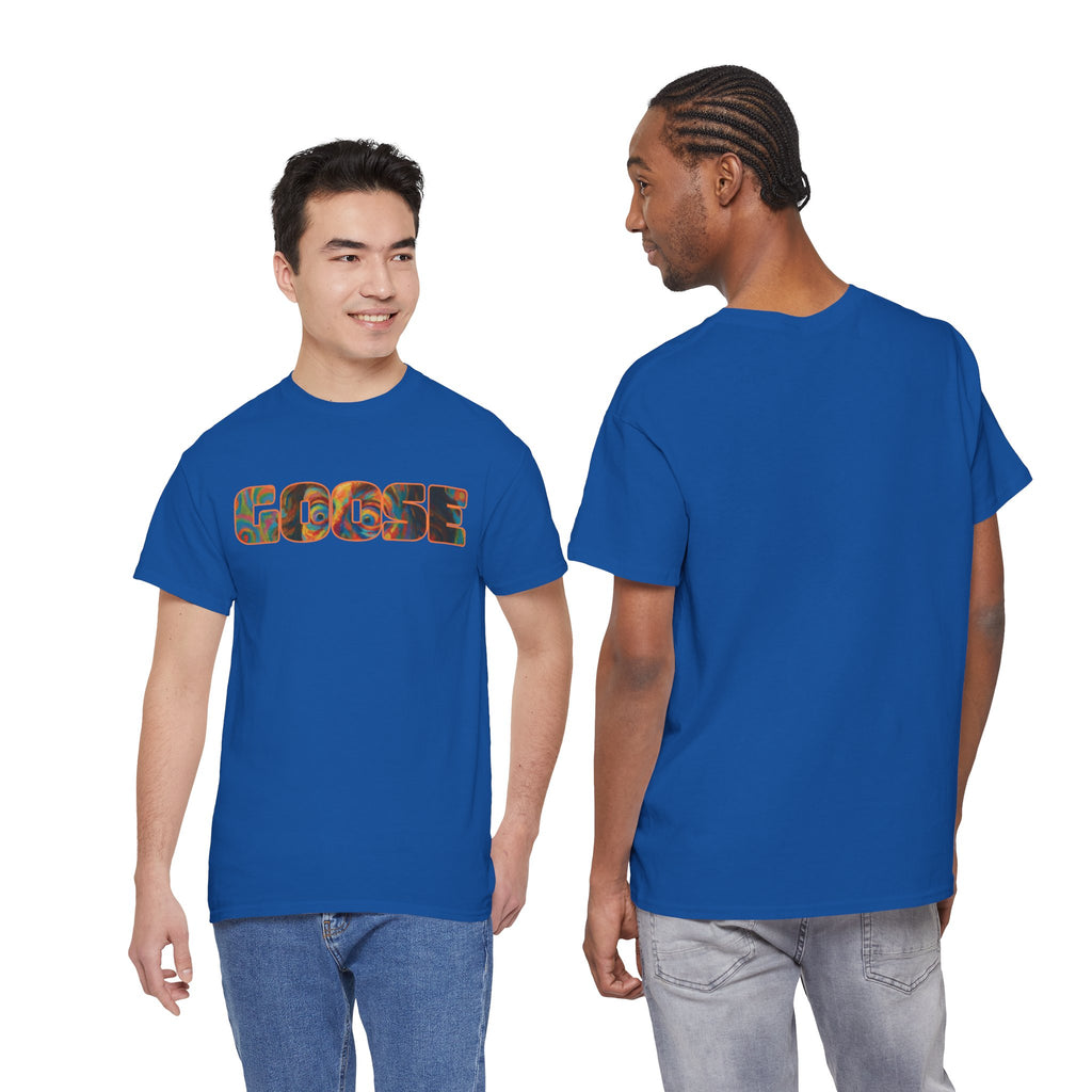 Goose Graphic Tee — Retro Camo Lettering Shirt