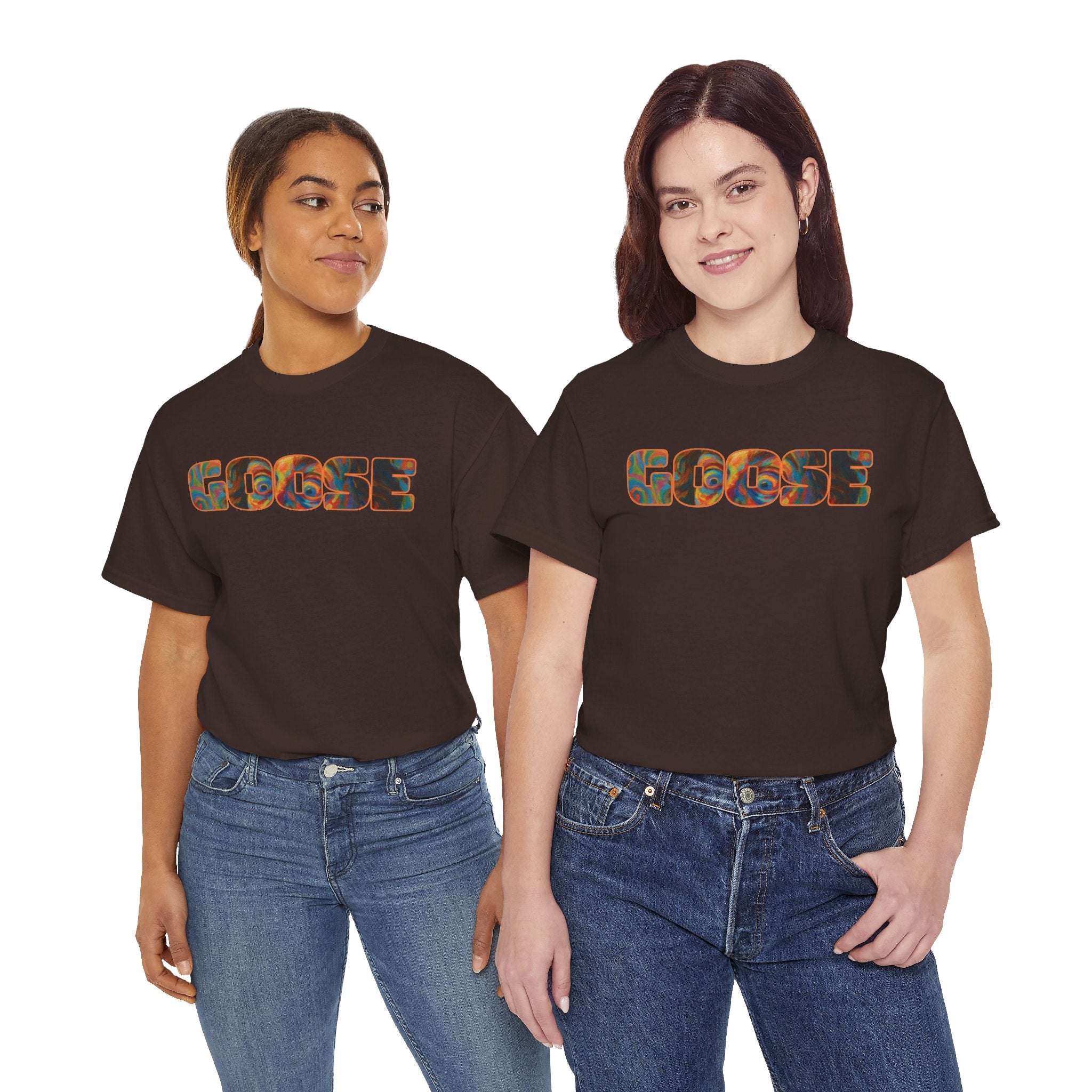 Goose Graphic Tee — Retro Camo Lettering Shirt