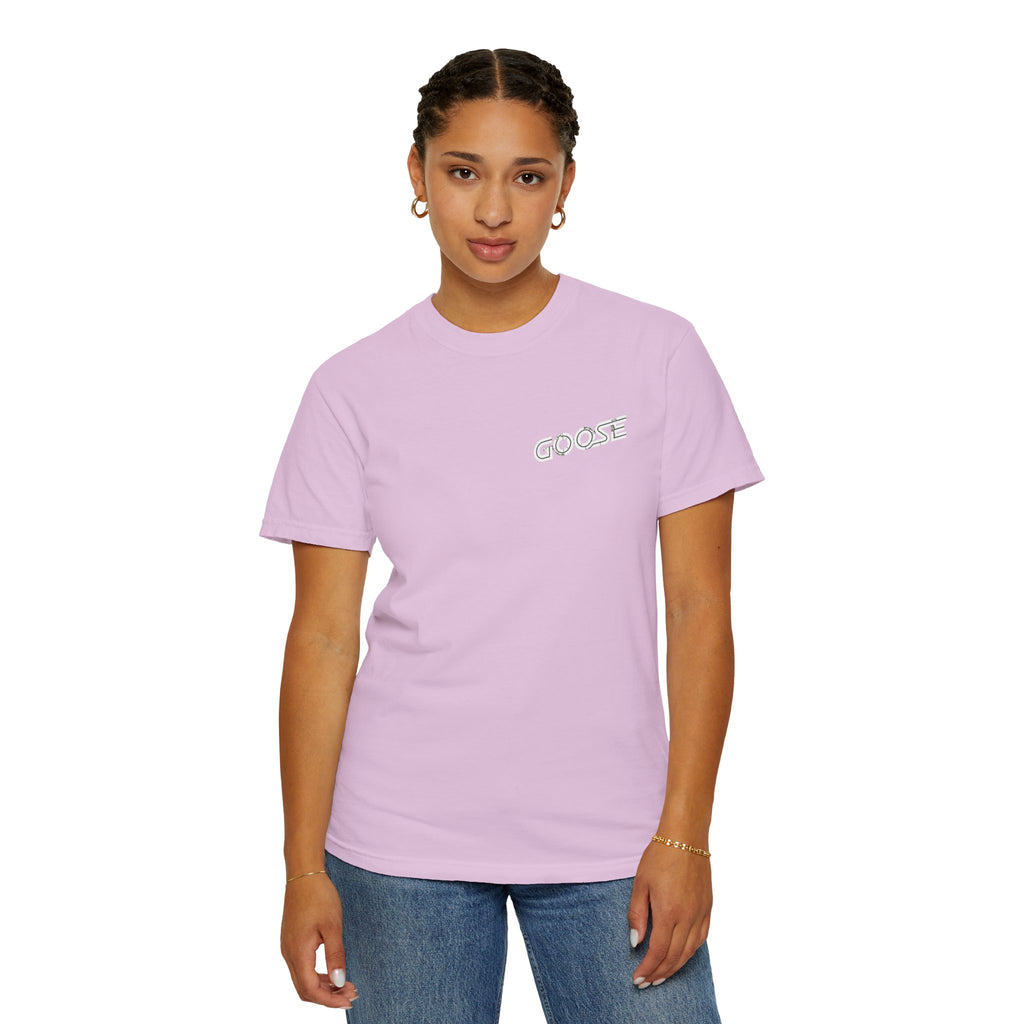 Big Modern Robot Graphic T-Shirt — "GOOSE" Chest Text, Retro Sci‑Fi Back Print