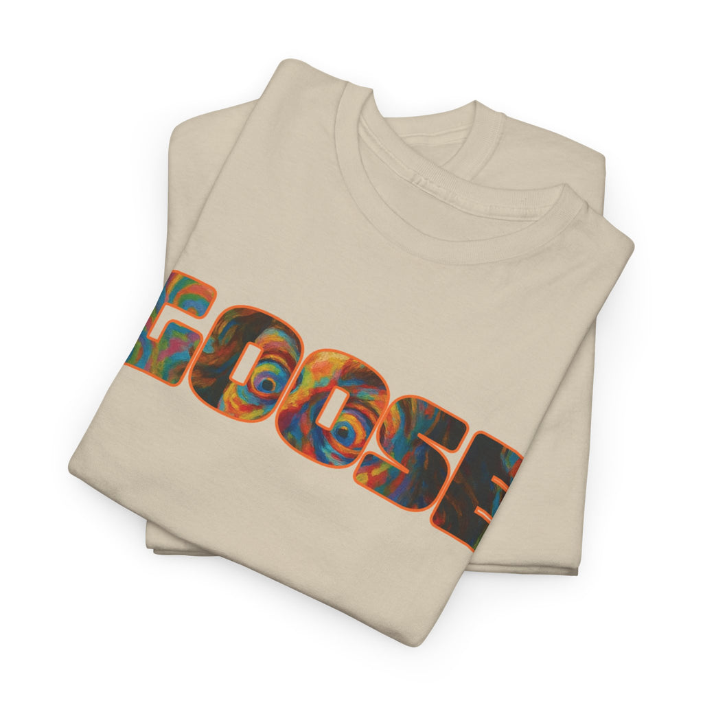 Goose Graphic Tee — Retro Camo Lettering Shirt