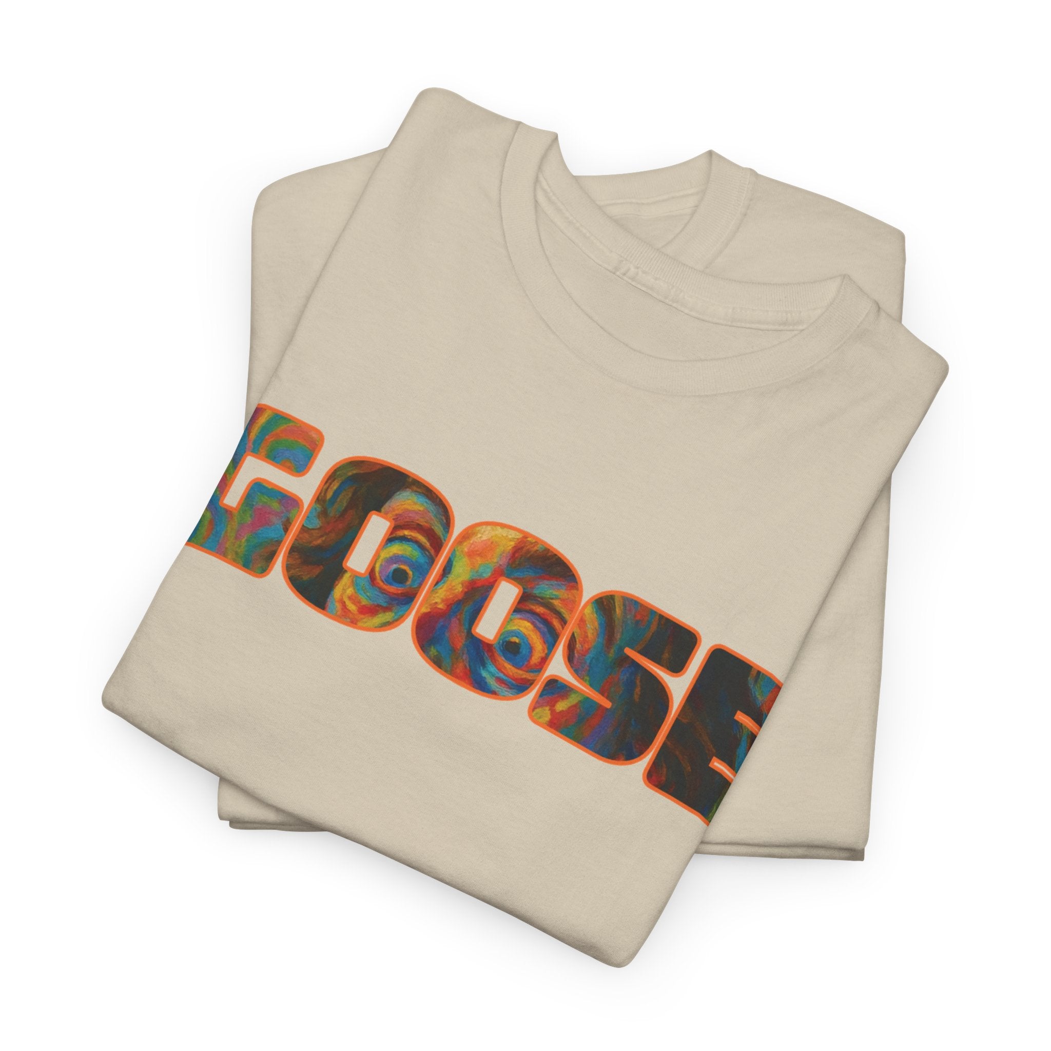 Goose Graphic Tee — Retro Camo Lettering Shirt