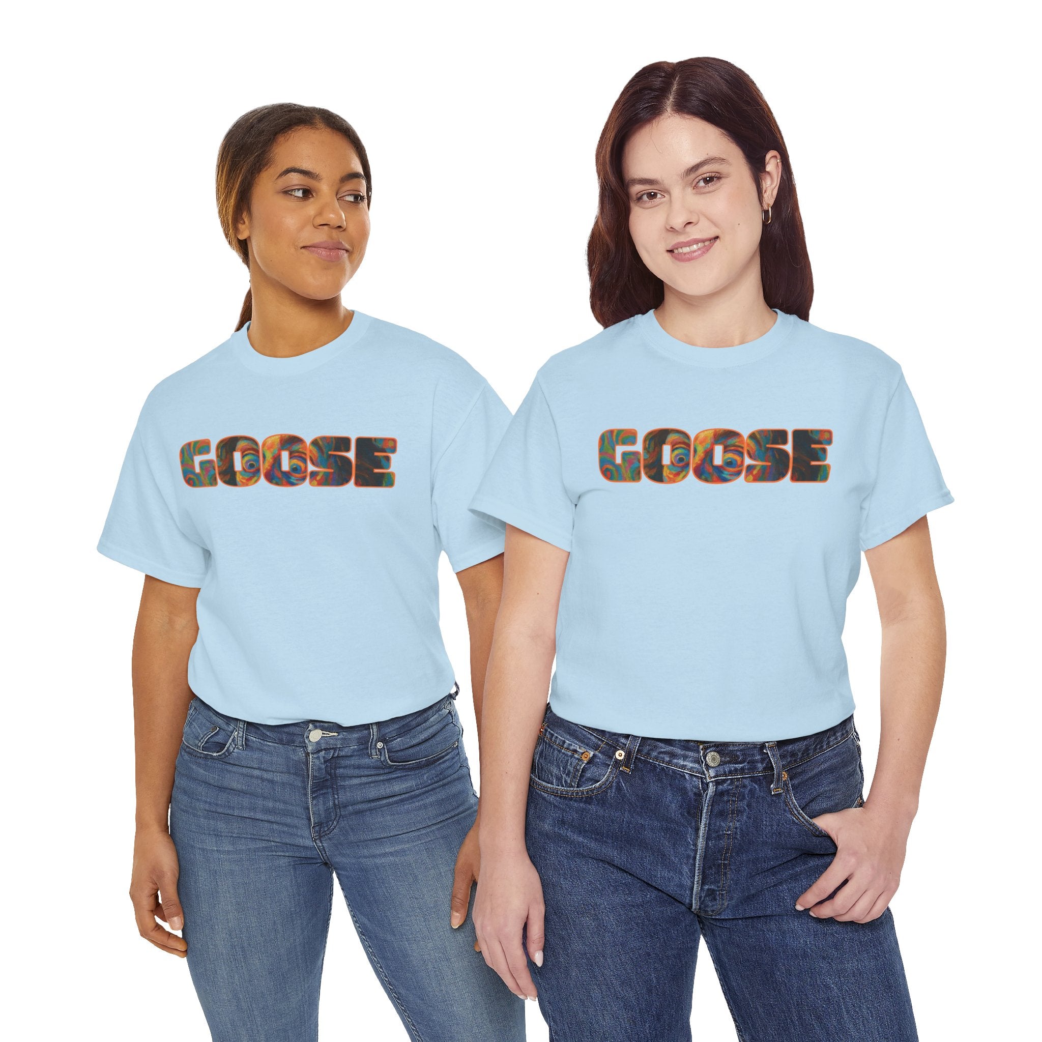Goose Graphic Tee — Retro Camo Lettering Shirt
