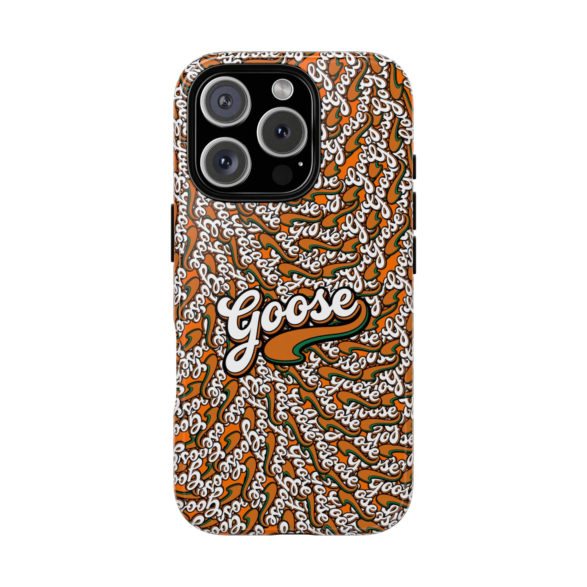 Goose Pattern Phone Case — Retro Script Graphic Protective Cover