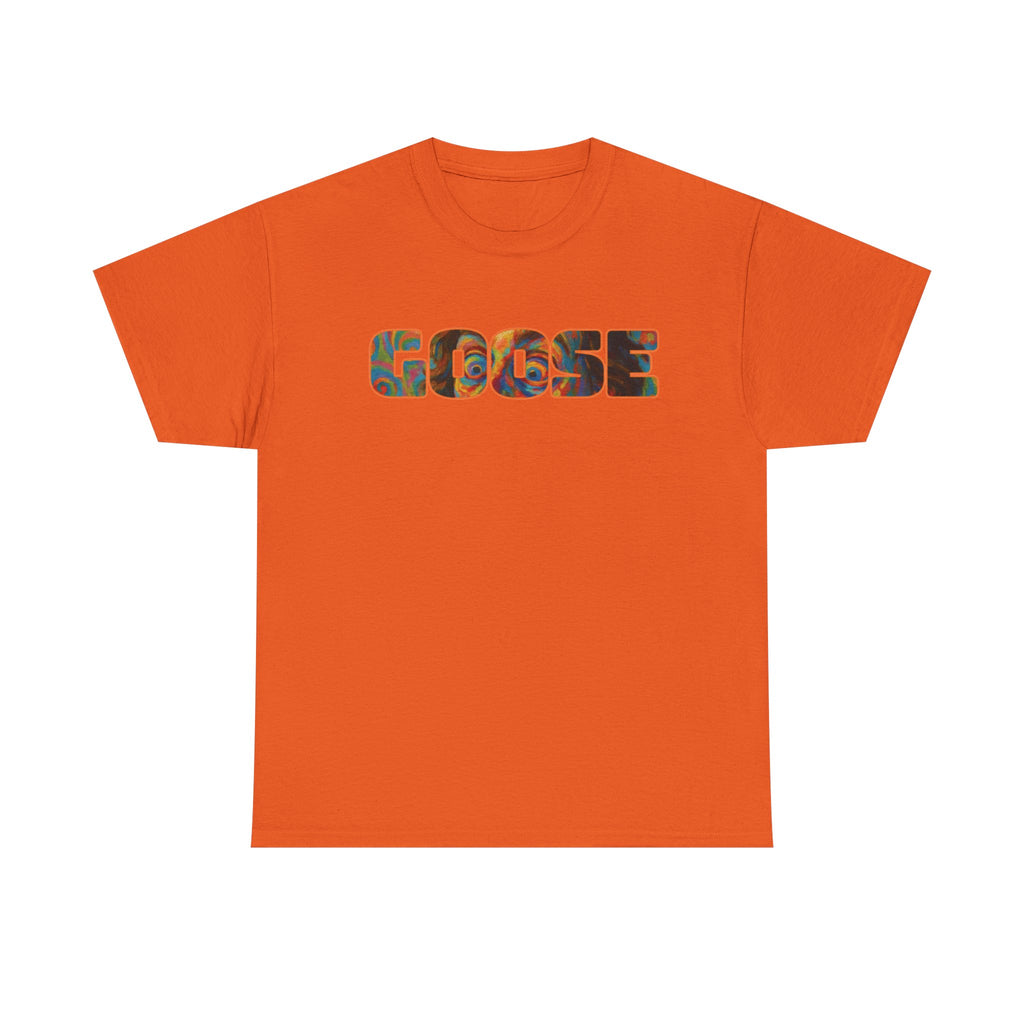 Goose Graphic Tee — Retro Camo Lettering Shirt