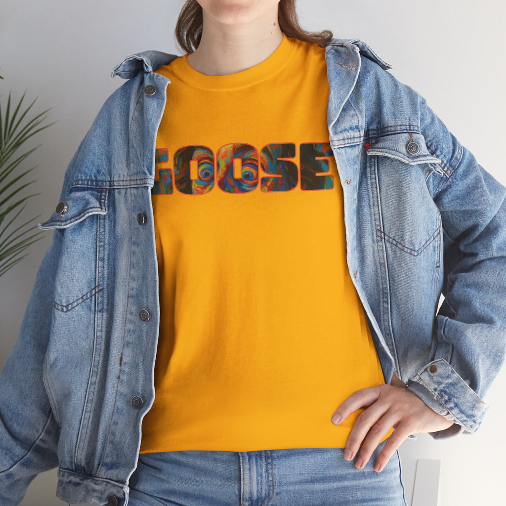 Goose Graphic Tee — Retro Camo Lettering Shirt
