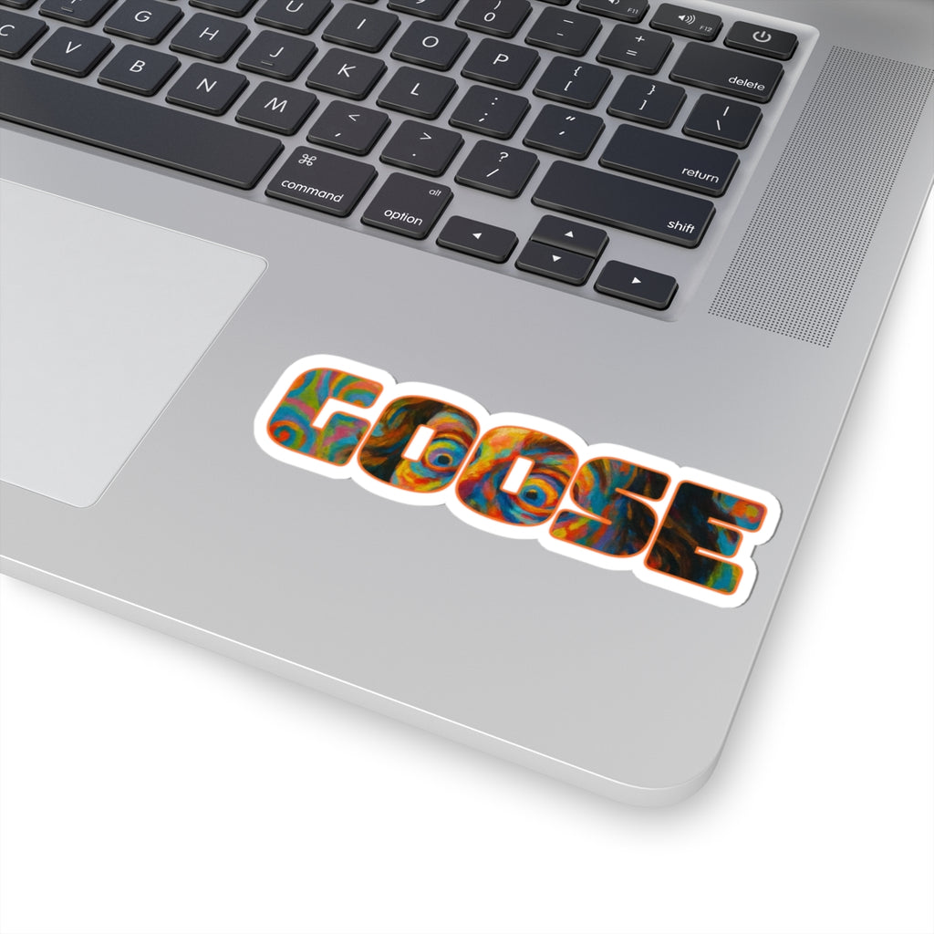 GOOSE Kiss-Cut Sticker — Colorful Psychedelic Text Decal for Laptops, Water Bottles & Skateboards