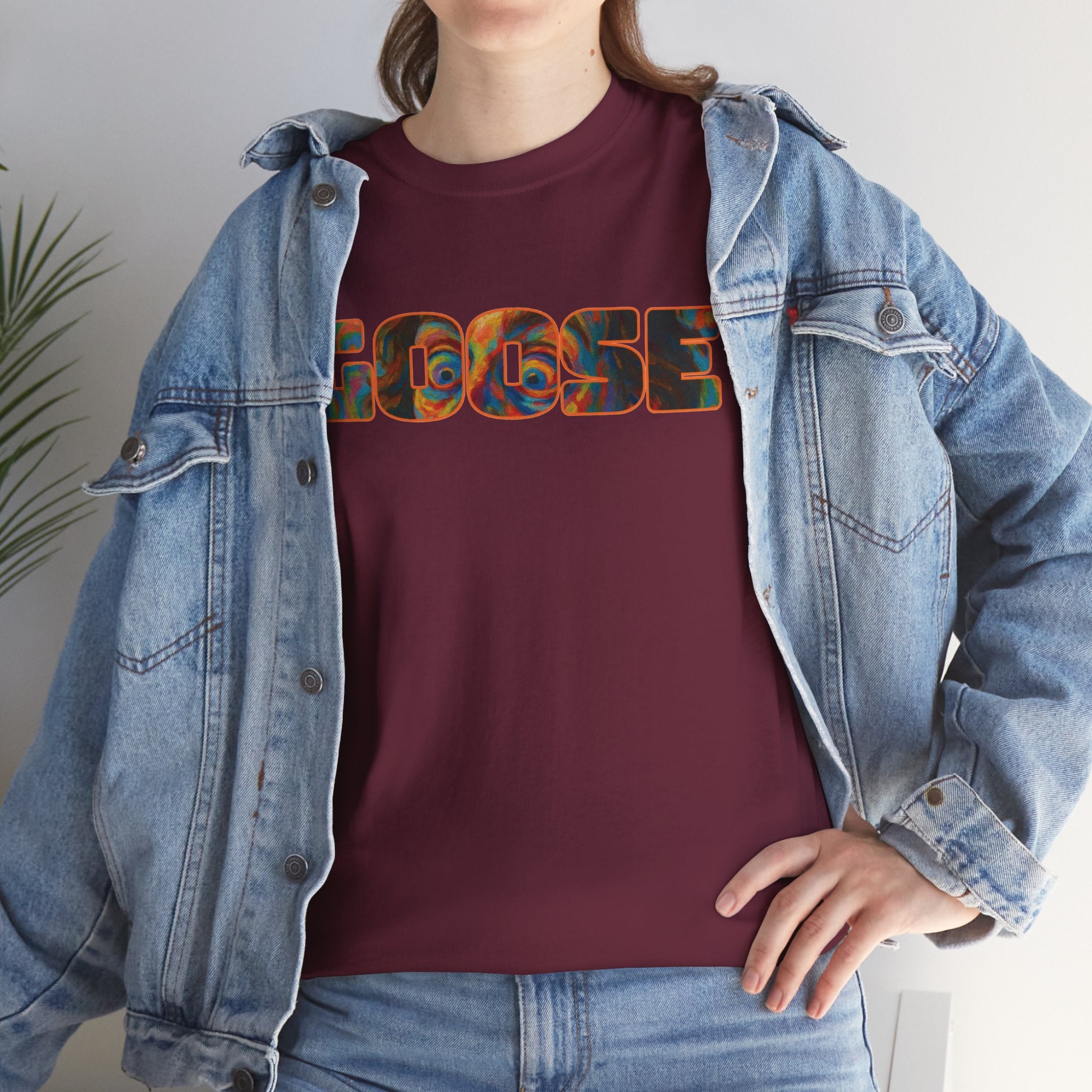 Goose Graphic Tee — Retro Camo Lettering Shirt