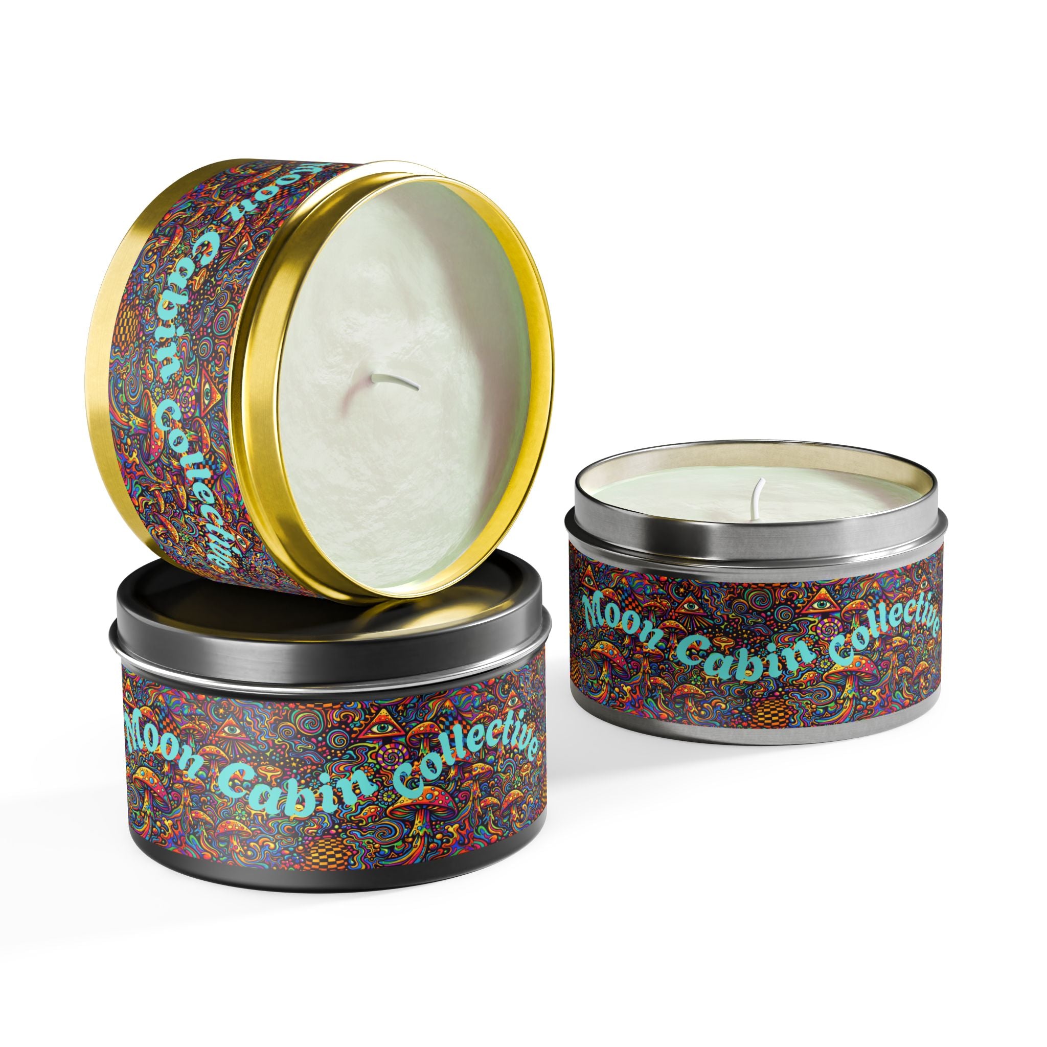 Moon Cabin Collection Tin Candle – Psychedelic Mushroom Scented Tin