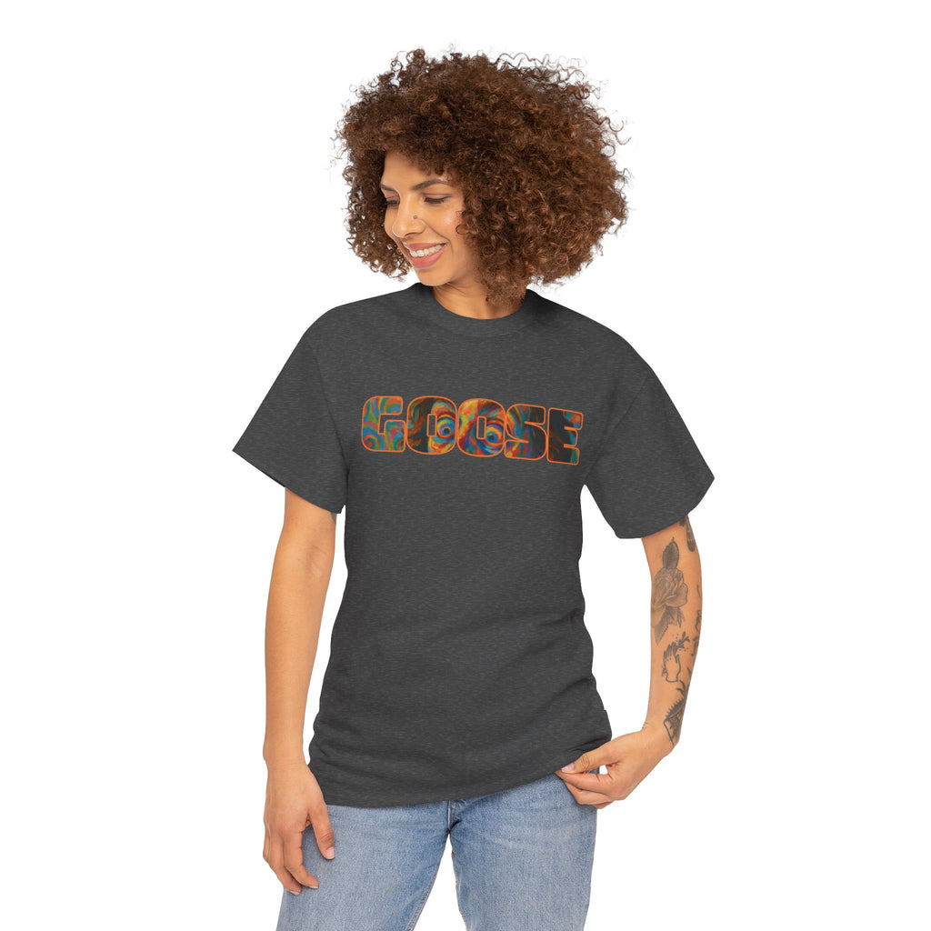 Goose Graphic Tee — Retro Camo Lettering Shirt