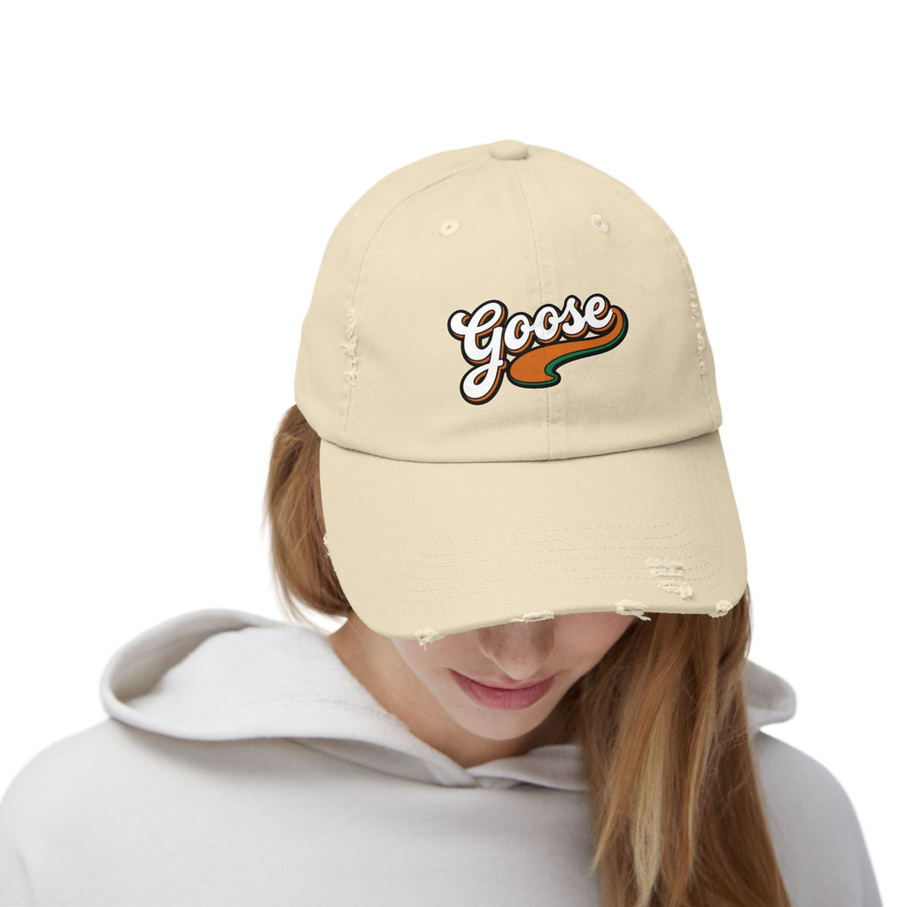 Goose Vintage Script Cap — Distressed Baseball Hat