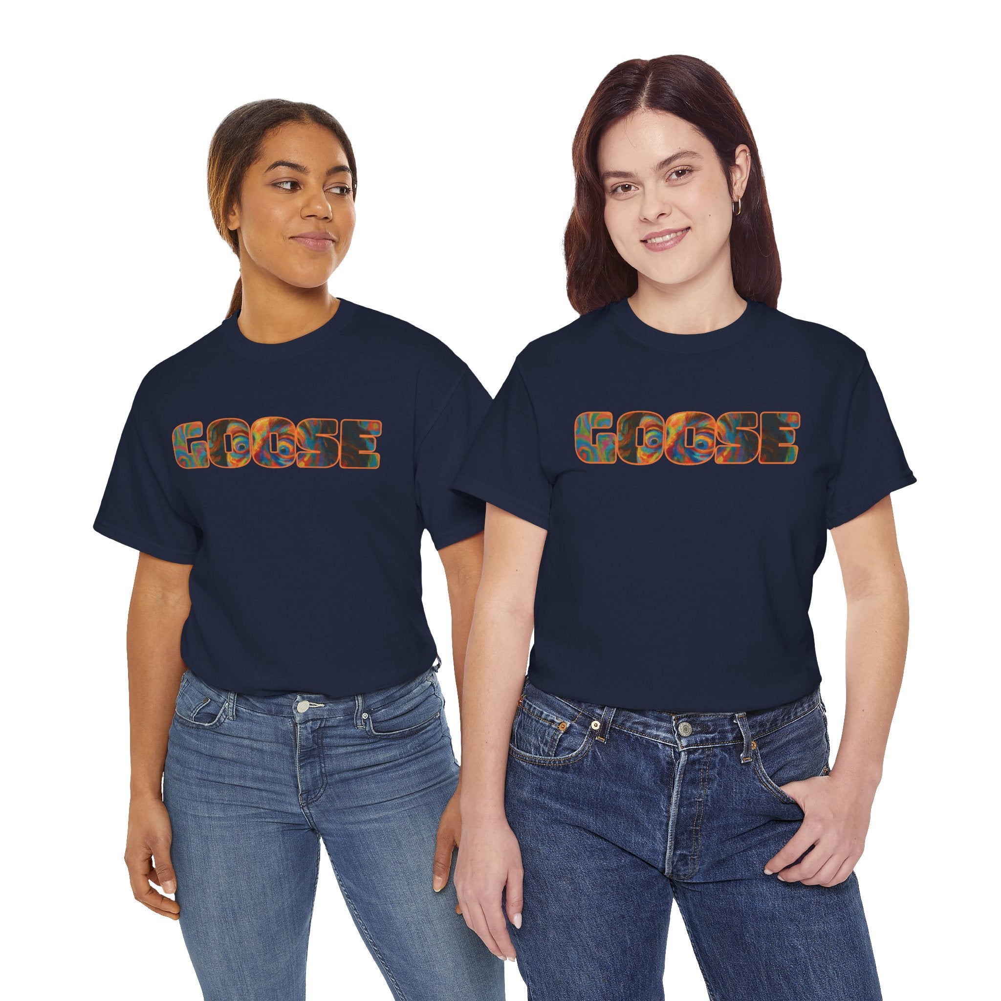Goose Graphic Tee — Retro Camo Lettering Shirt