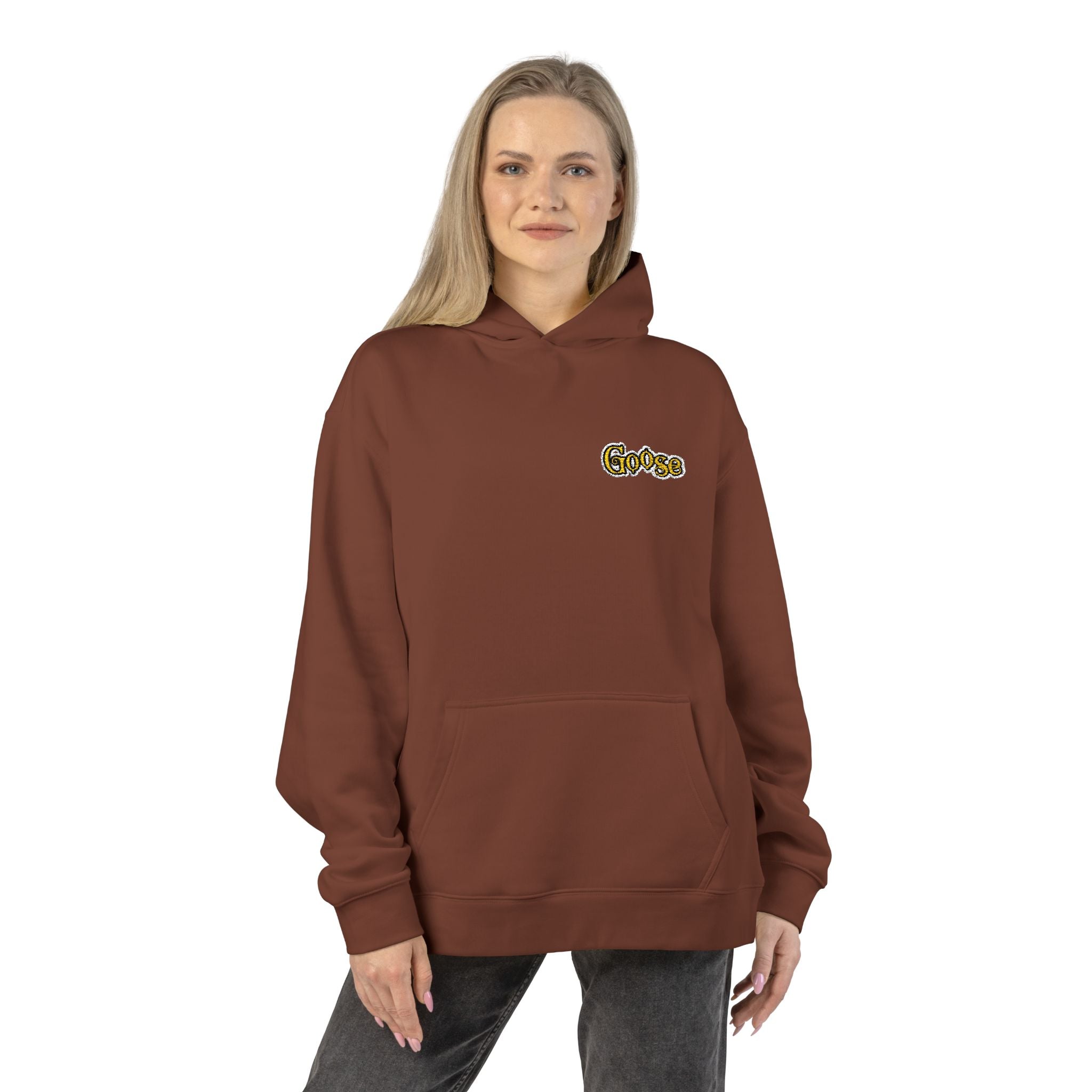 Goose Print Script Logo Hoodie | Logo Print Chest Design