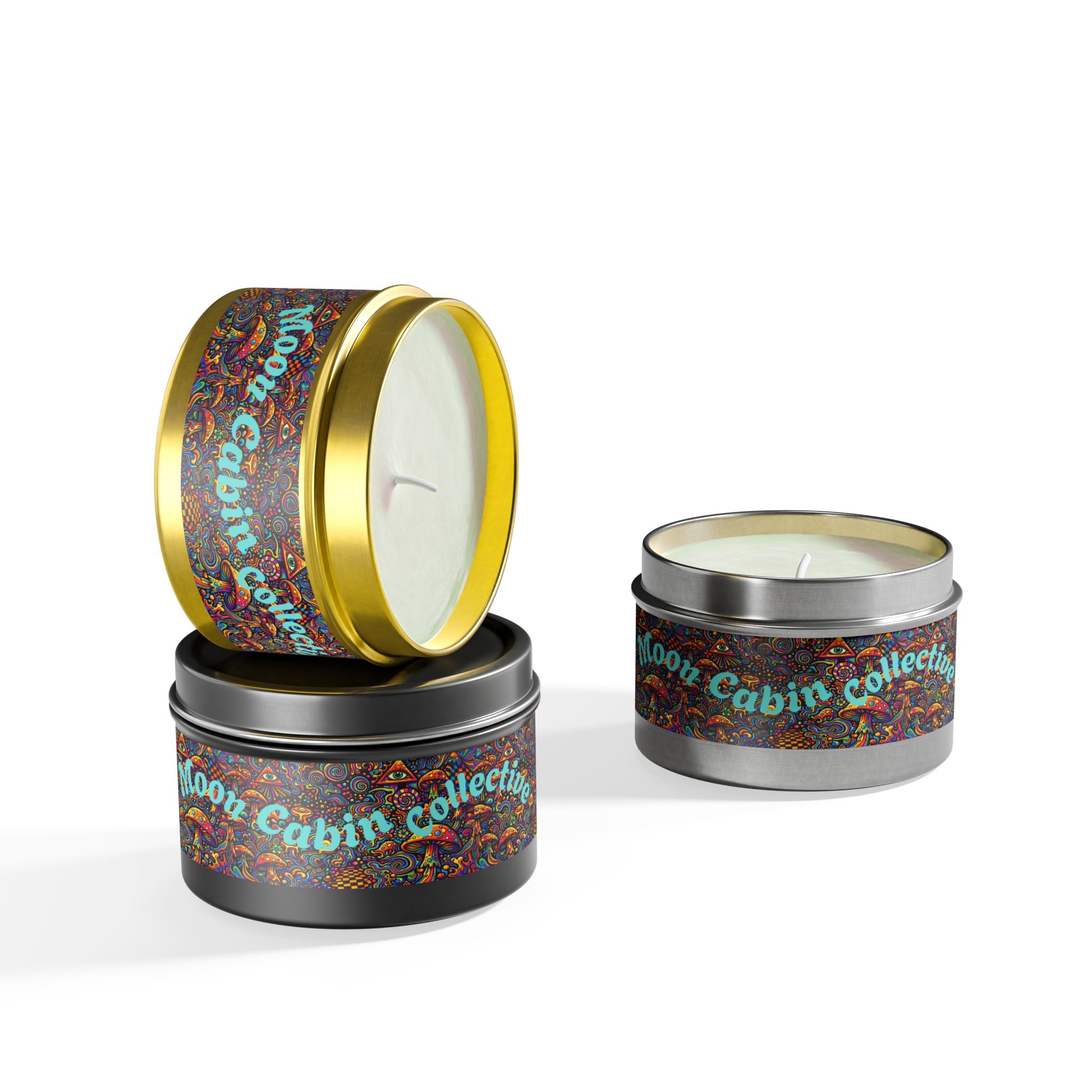Moon Cabin Collection Tin Candle – Psychedelic Mushroom Scented Tin