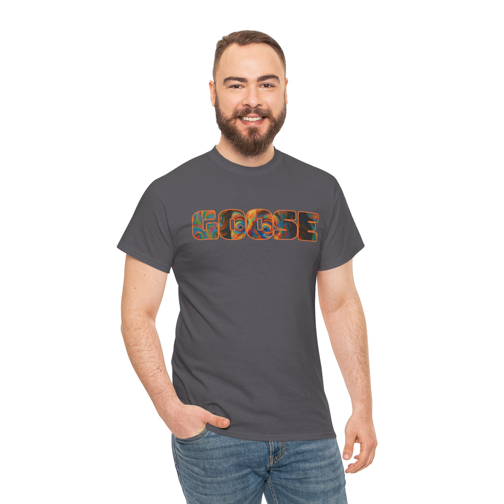 Goose Graphic Tee — Retro Camo Lettering Shirt