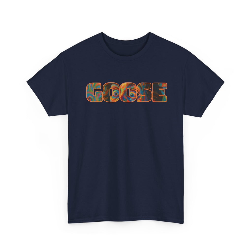 Goose Graphic Tee — Retro Camo Lettering Shirt