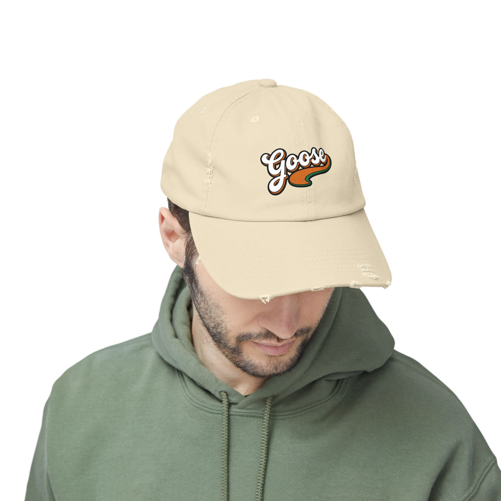 Goose Vintage Script Cap — Distressed Baseball Hat