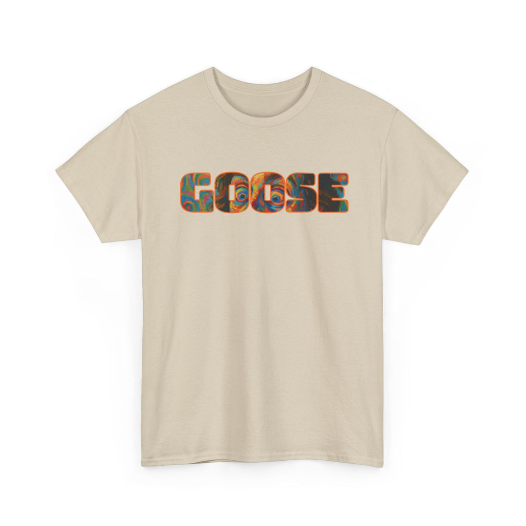 Goose Graphic Tee — Retro Camo Lettering Shirt