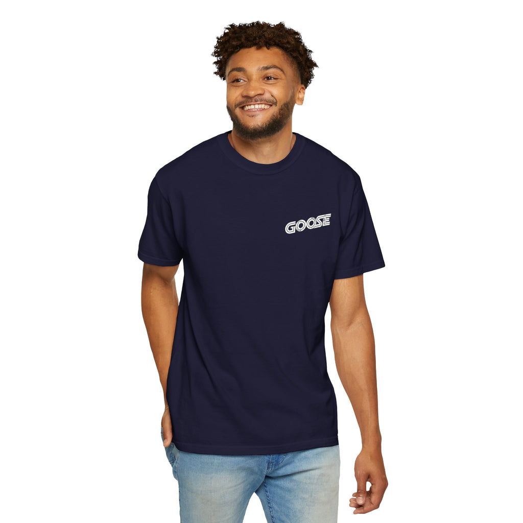 Big Modern Robot Graphic T-Shirt — "GOOSE" Chest Text, Retro Sci‑Fi Back Print