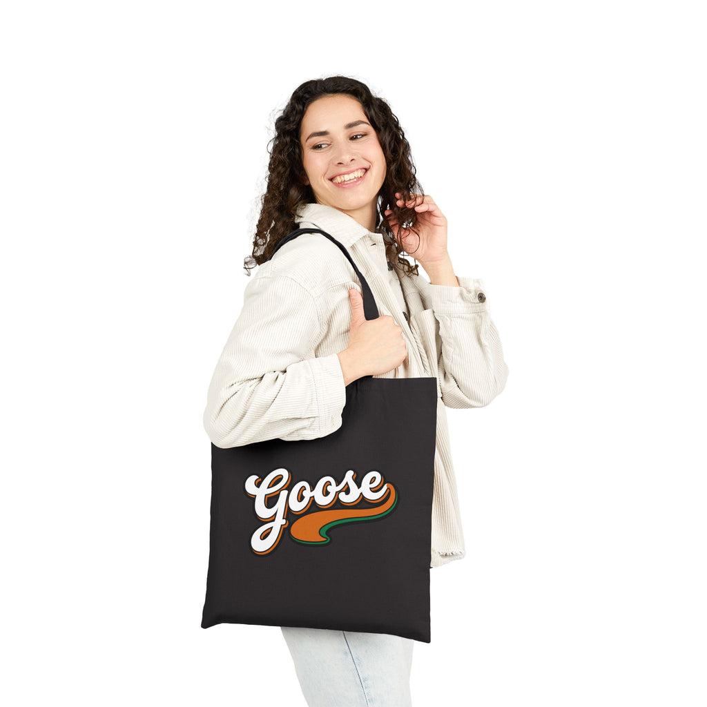 Tote Bag - Retro "Goose" Script Canvas Tote (Vintage Orange & Brown)