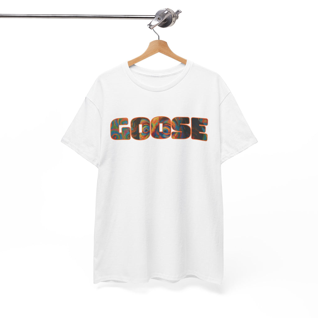 Goose Graphic Tee — Retro Camo Lettering Shirt