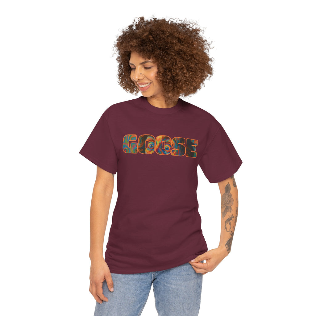 Goose Graphic Tee — Retro Camo Lettering Shirt