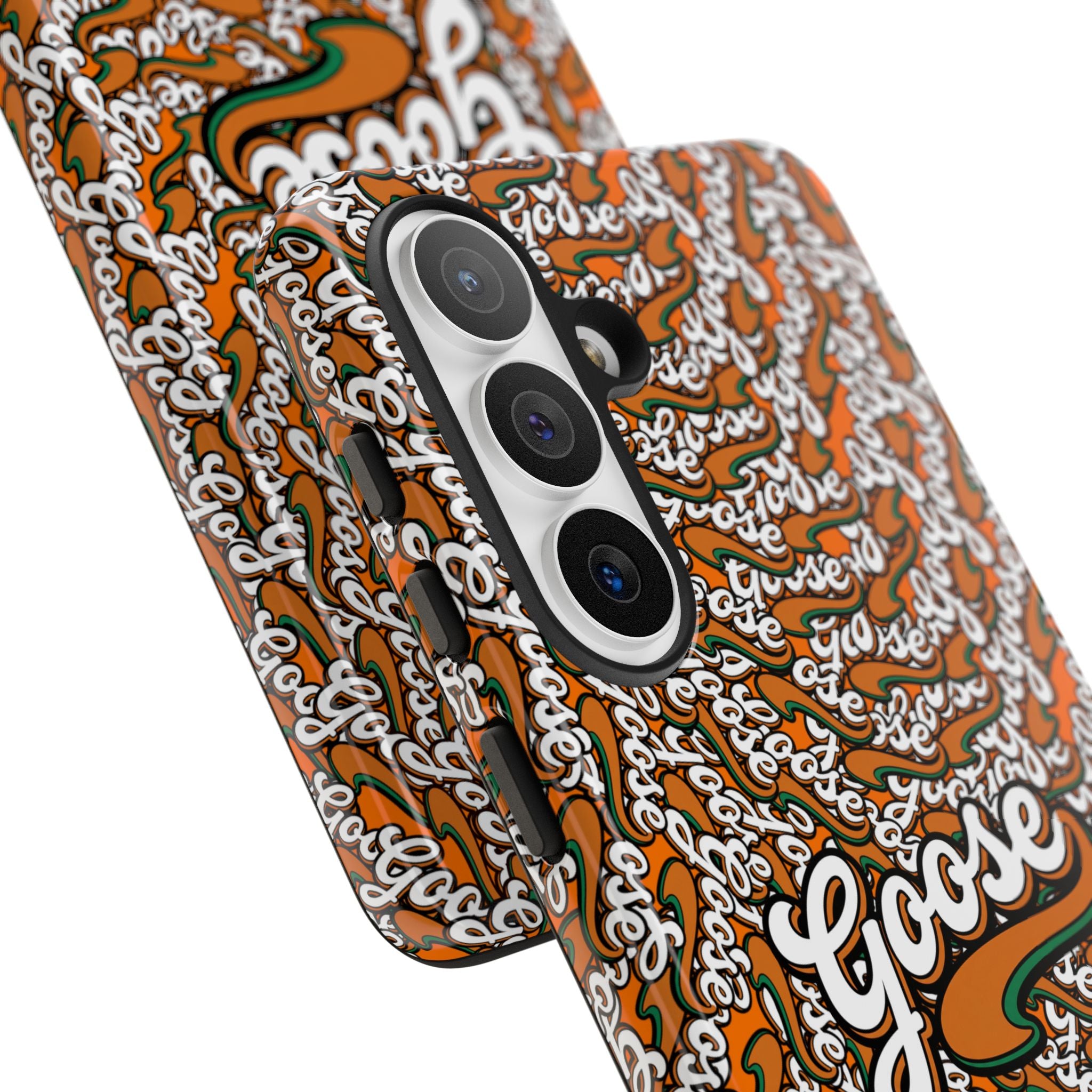 Goose Pattern Phone Case — Retro Script Graphic Protective Cover