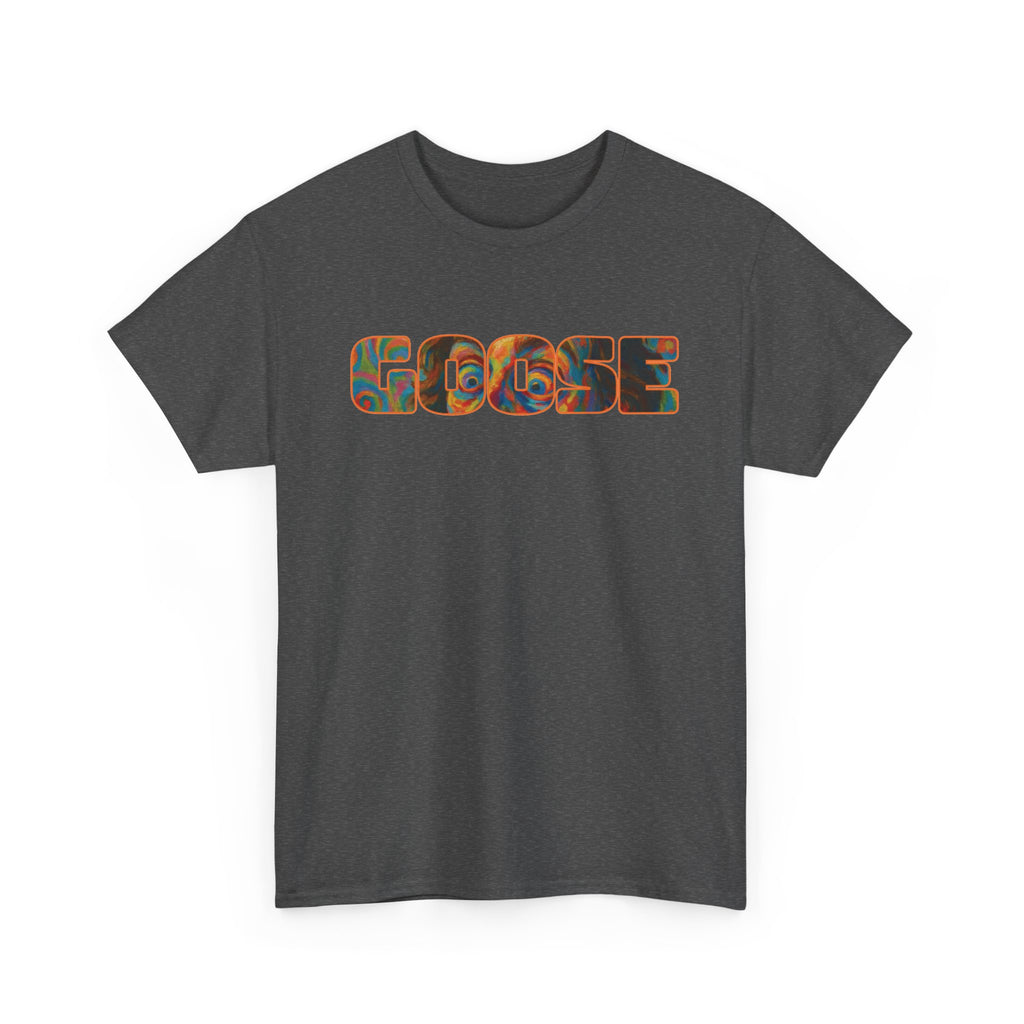 Goose Graphic Tee — Retro Camo Lettering Shirt
