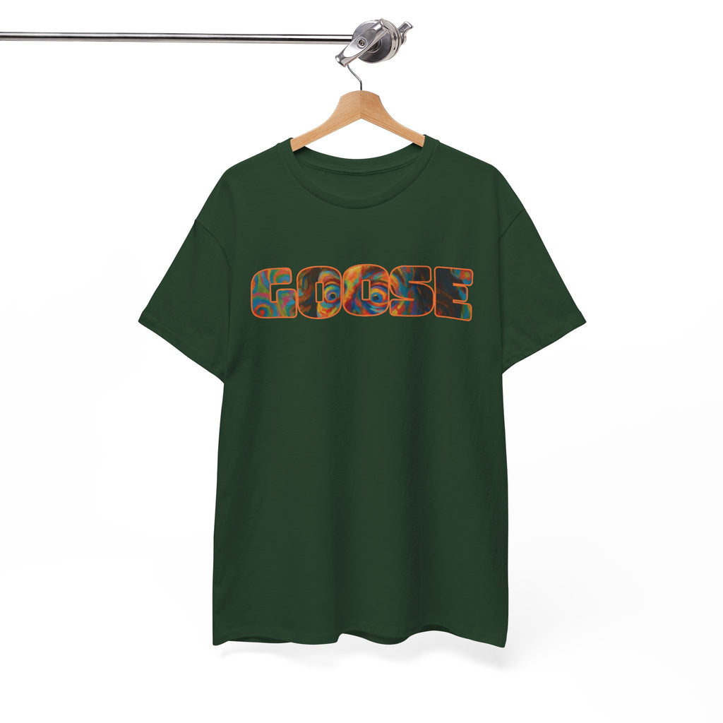 Goose Graphic Tee — Retro Camo Lettering Shirt