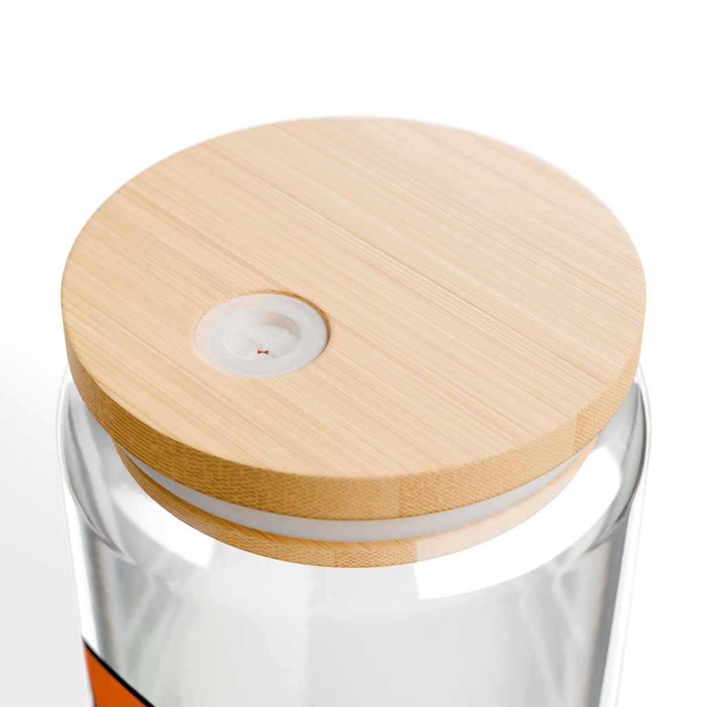 Goose Logo Sipper Glass — 16oz Reusable Drink Jar with Bamboo Lid & Straw