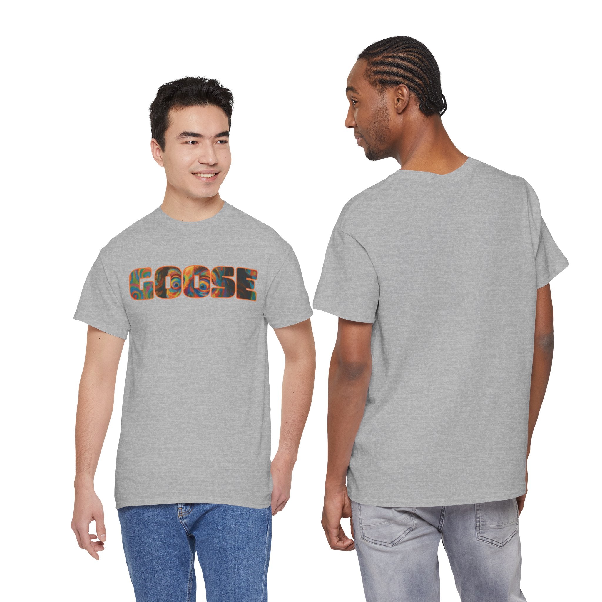 Goose Graphic Tee — Retro Camo Lettering Shirt