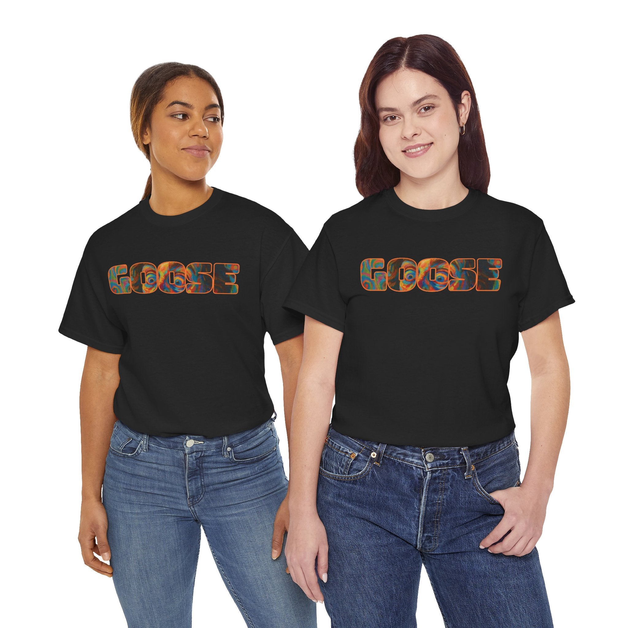 Goose Graphic Tee — Retro Camo Lettering Shirt