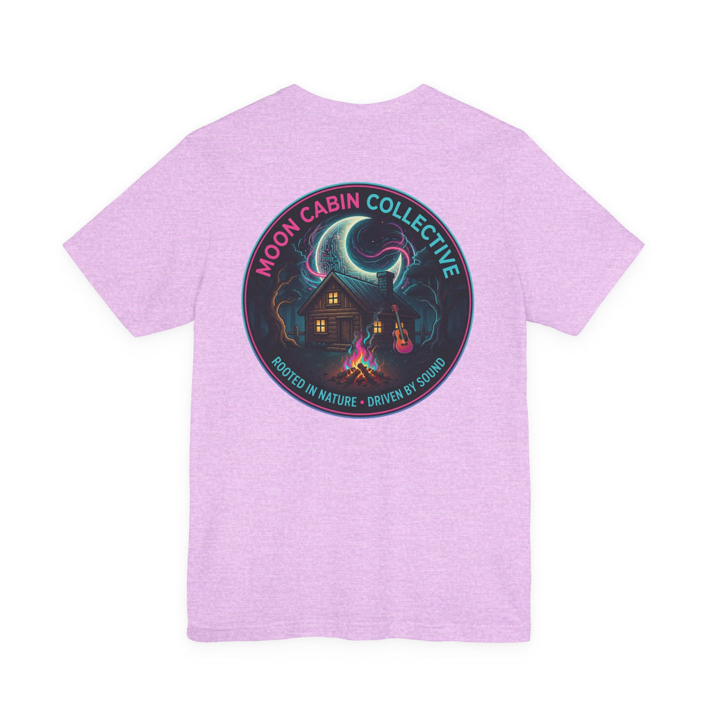 Moon Cabin Collective T-Shirt — Moonlit Cabin Graphic Tee ("Rooted in Nature • Driven by Sound")