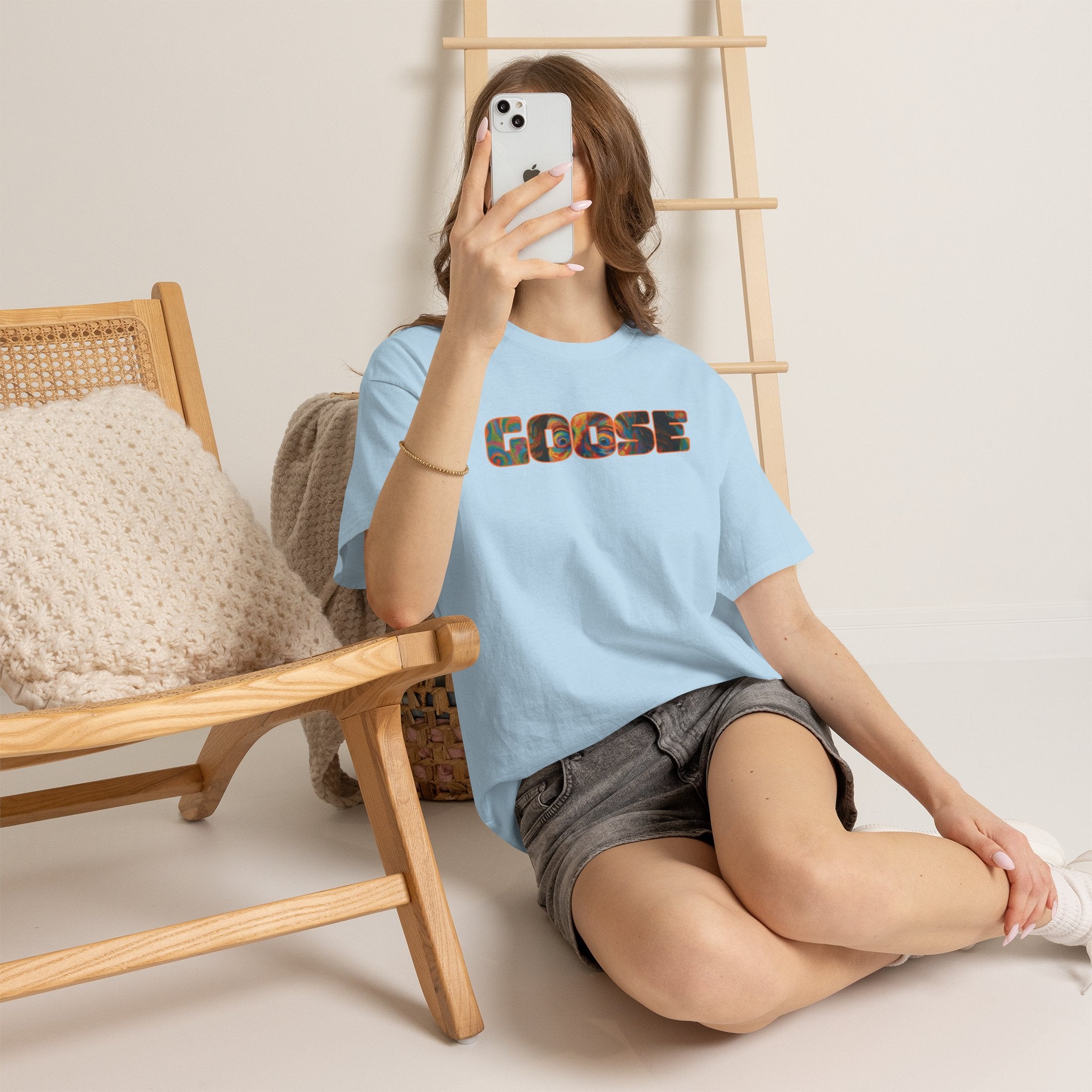 Goose Graphic Tee — Retro Camo Lettering Shirt