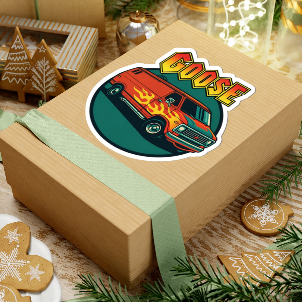 Goose Flame Van Sticker — Retro Kiss-Cut Vinyl Decal