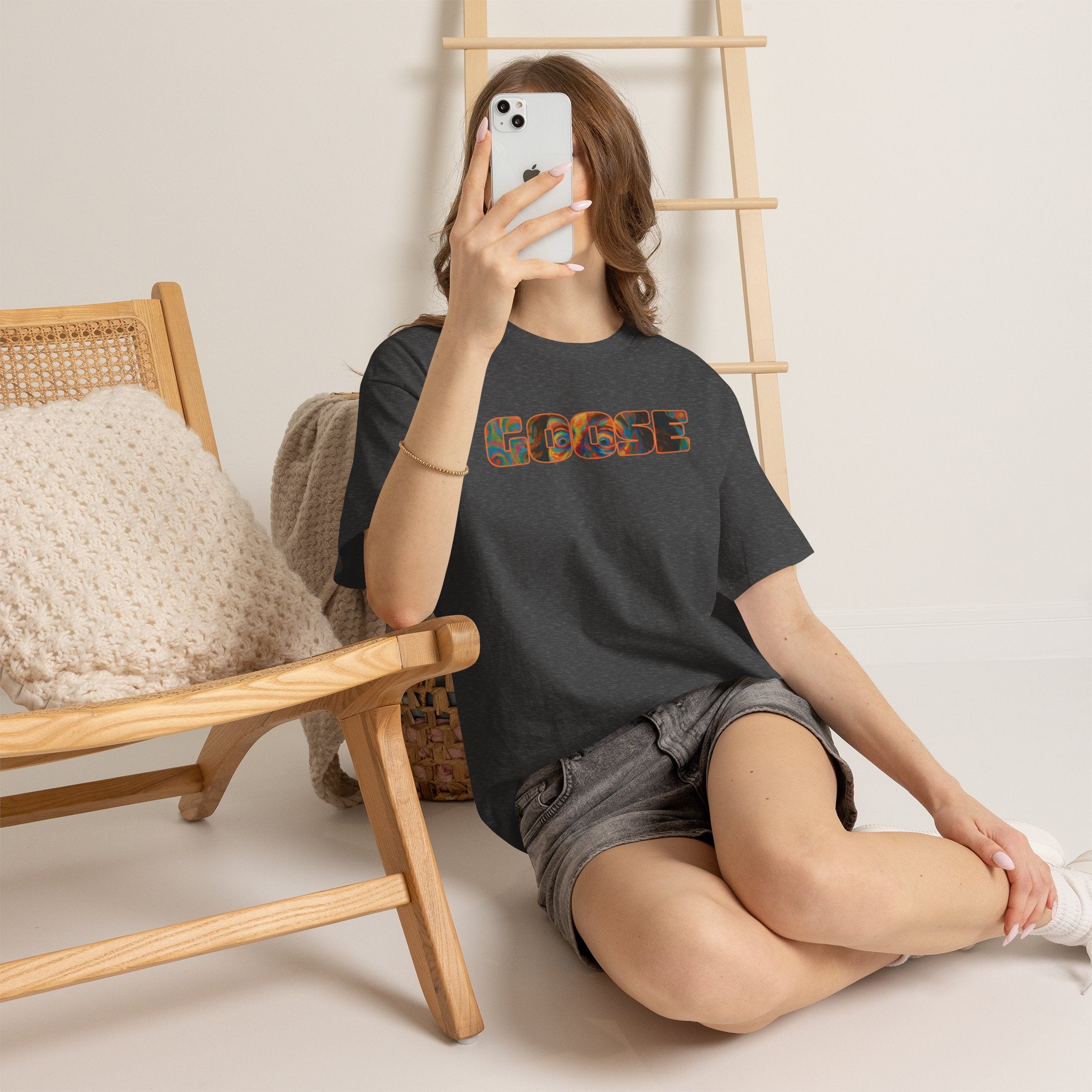 Goose Graphic Tee — Retro Camo Lettering Shirt