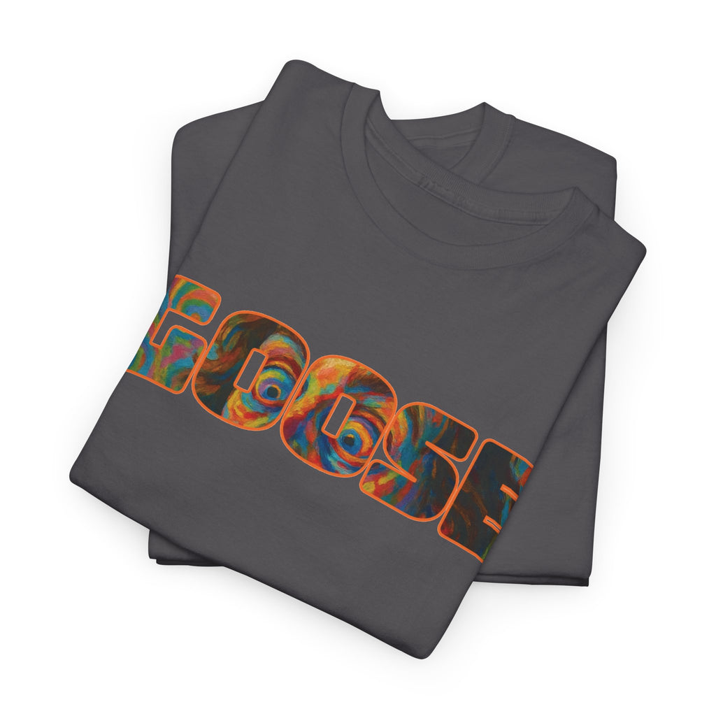 Goose Graphic Tee — Retro Camo Lettering Shirt