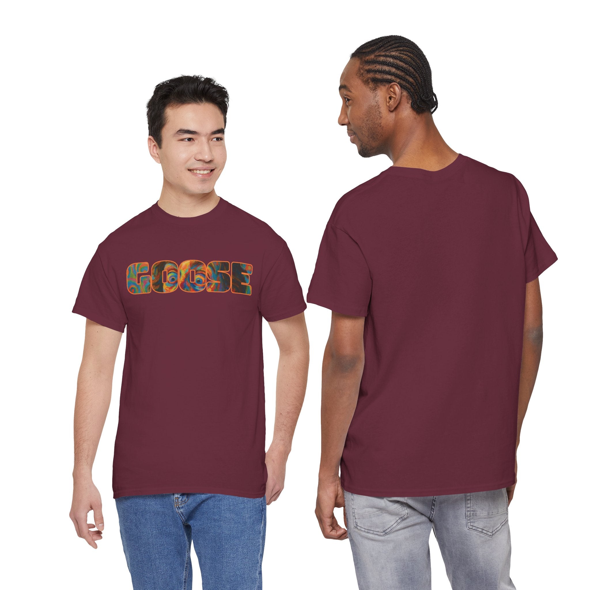 Goose Graphic Tee — Retro Camo Lettering Shirt