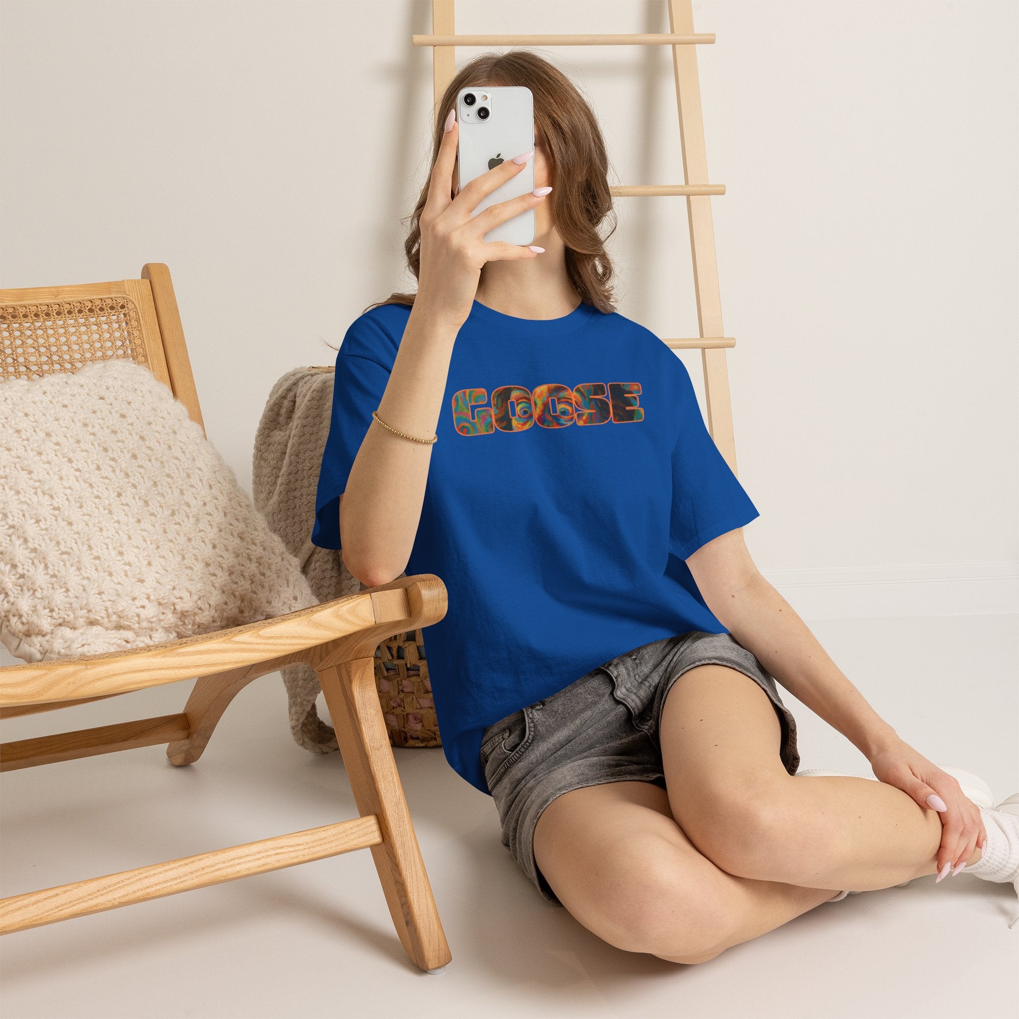 Goose Graphic Tee — Retro Camo Lettering Shirt