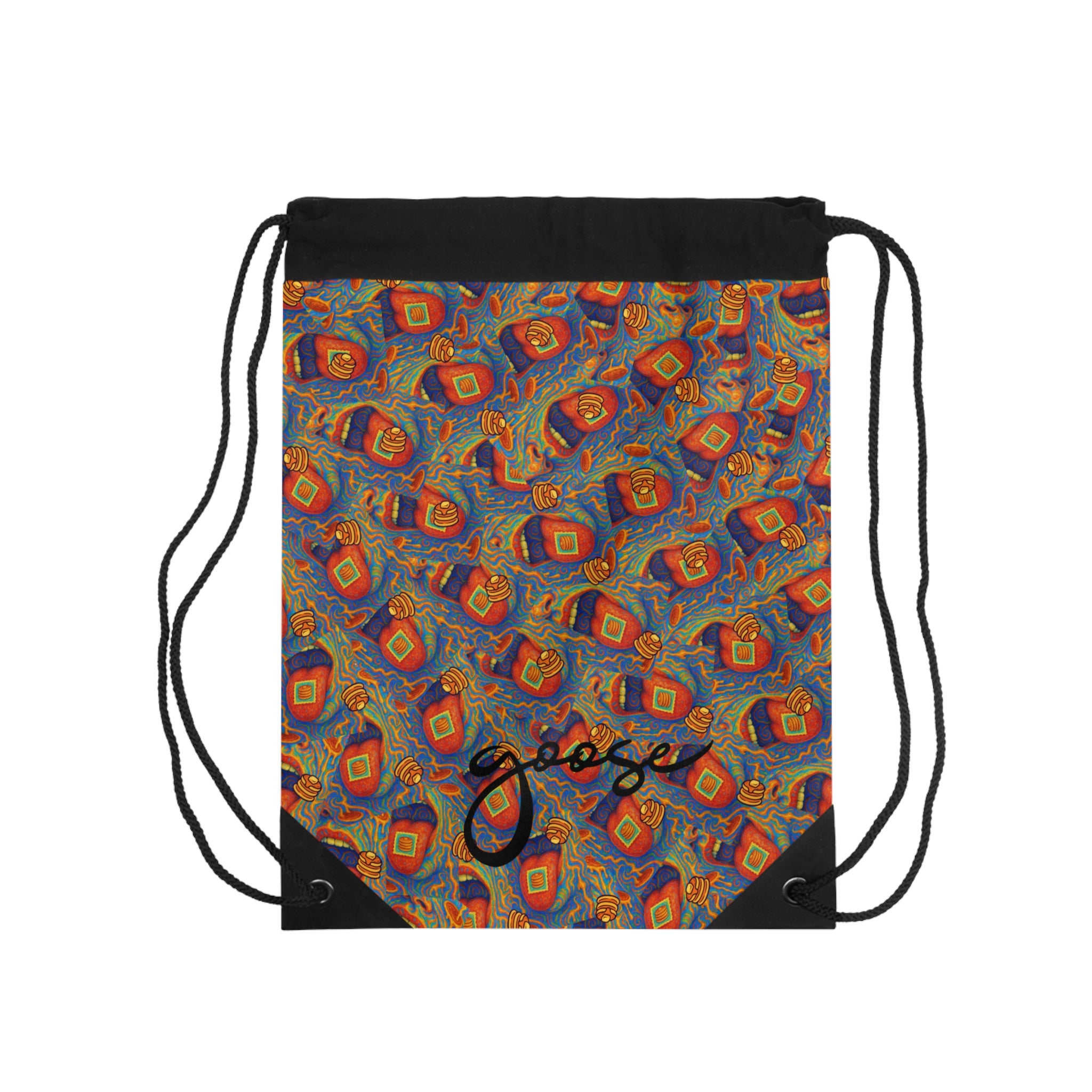 Goose the Band Pancake Stack Drawstring Bag | Cute Food Illustration