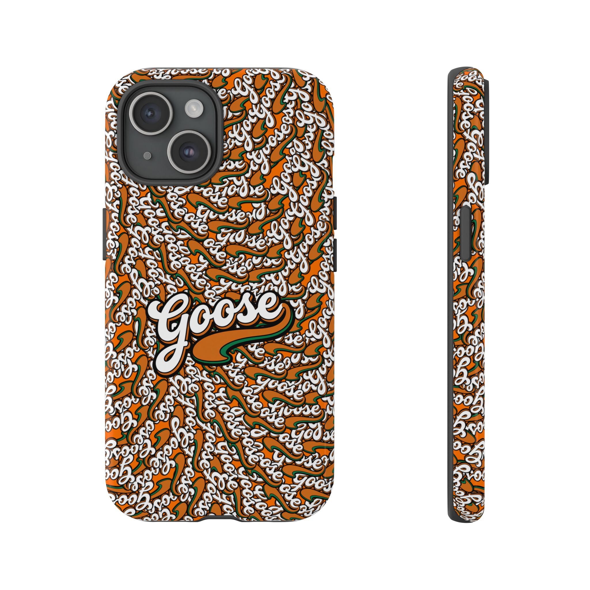 Goose Pattern Phone Case — Retro Script Graphic Protective Cover
