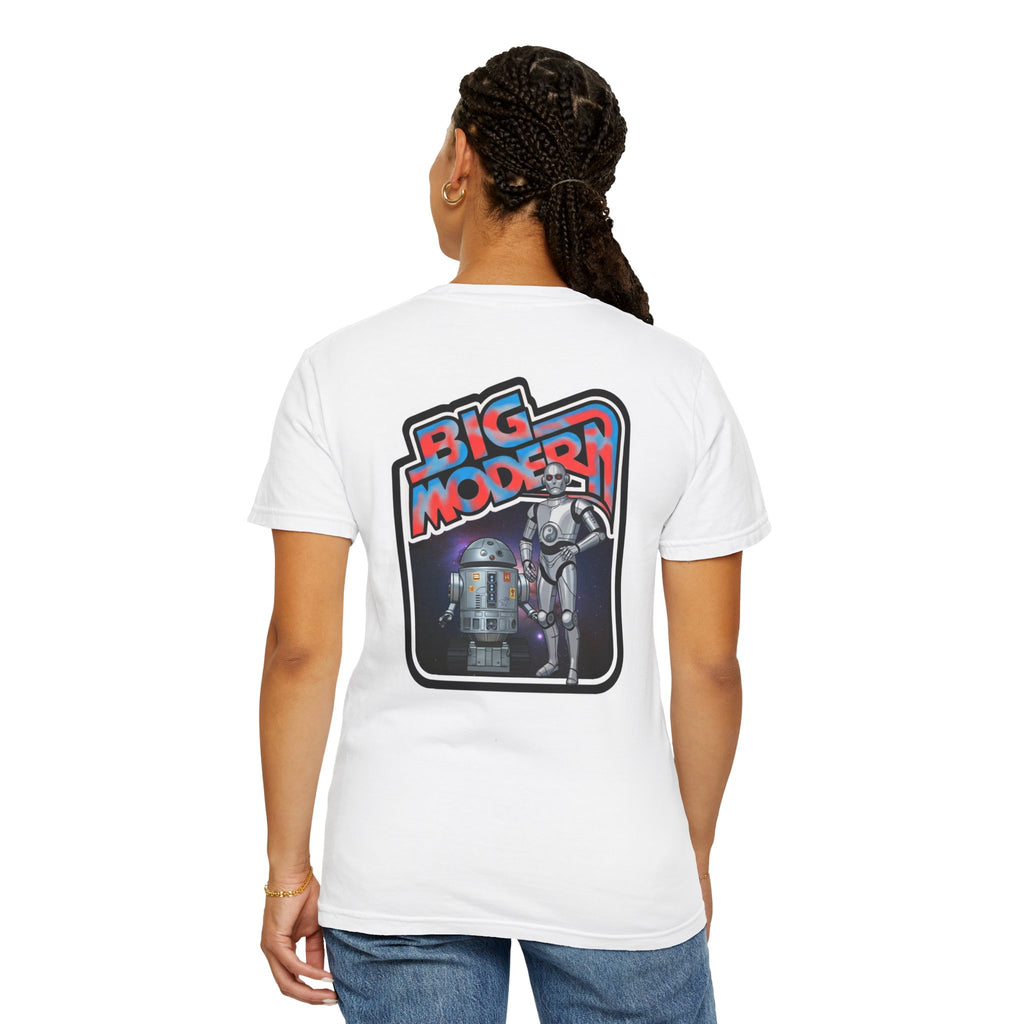 Big Modern Robot Graphic T-Shirt — "GOOSE" Chest Text, Retro Sci‑Fi Back Print